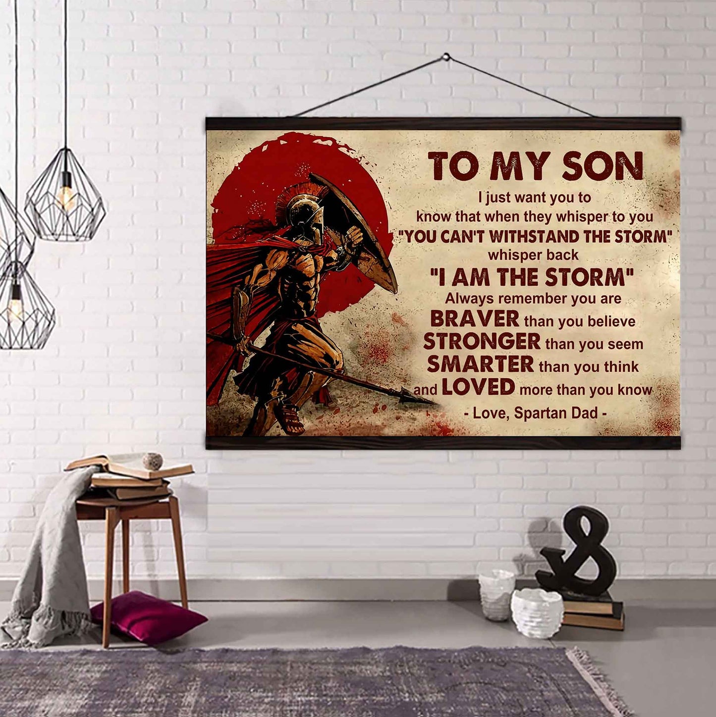 Spartan Poster Canvas Whisper Back I'm The Storm From Dad To Son Gift For Your Son