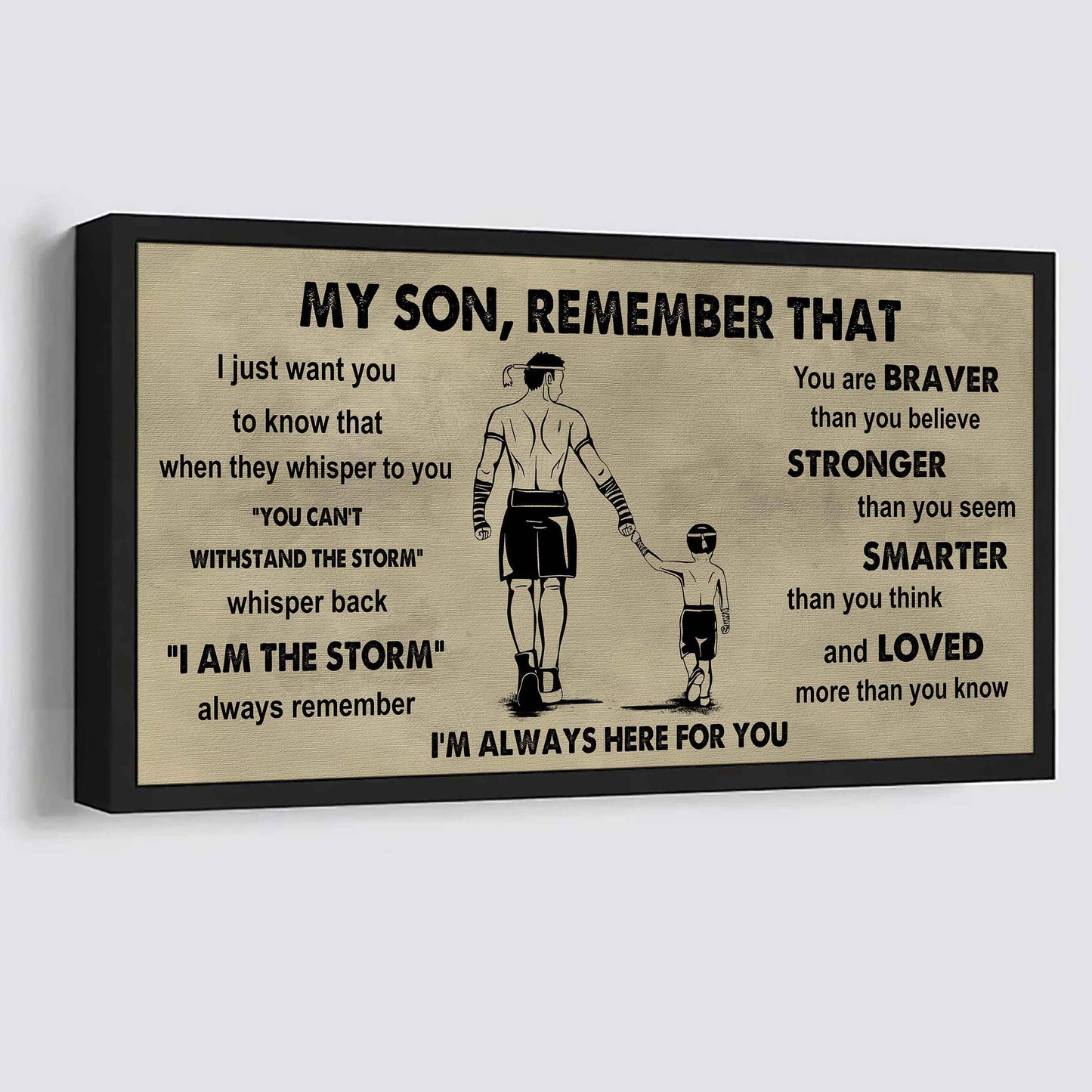 Personalized Sport Poster Canvas - My Son Remember That Whisper Back I Am The Storm