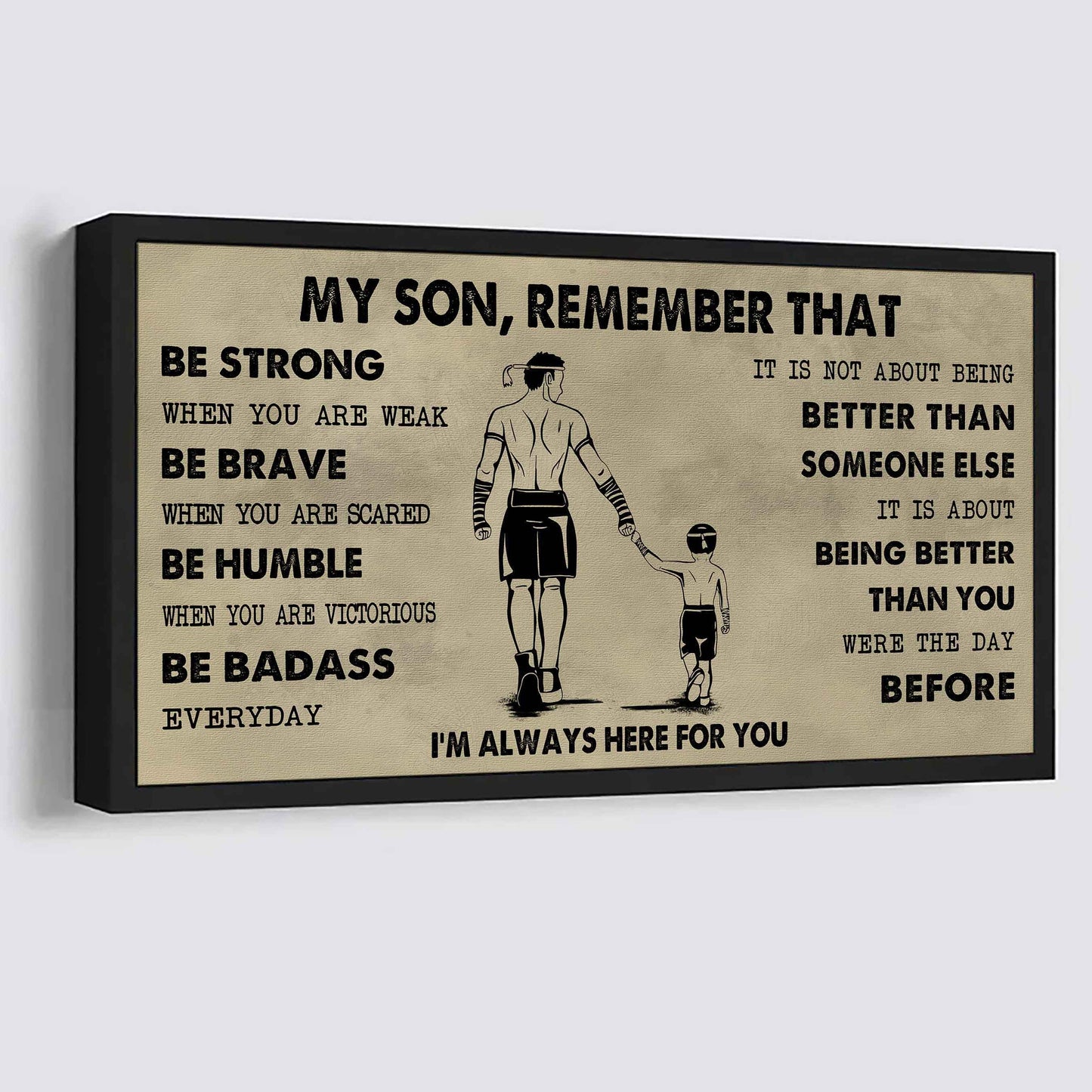 Personalized DRB Poster Canvas - My Son Remember That Be Strong When You Are Weak Be Badass Everyday