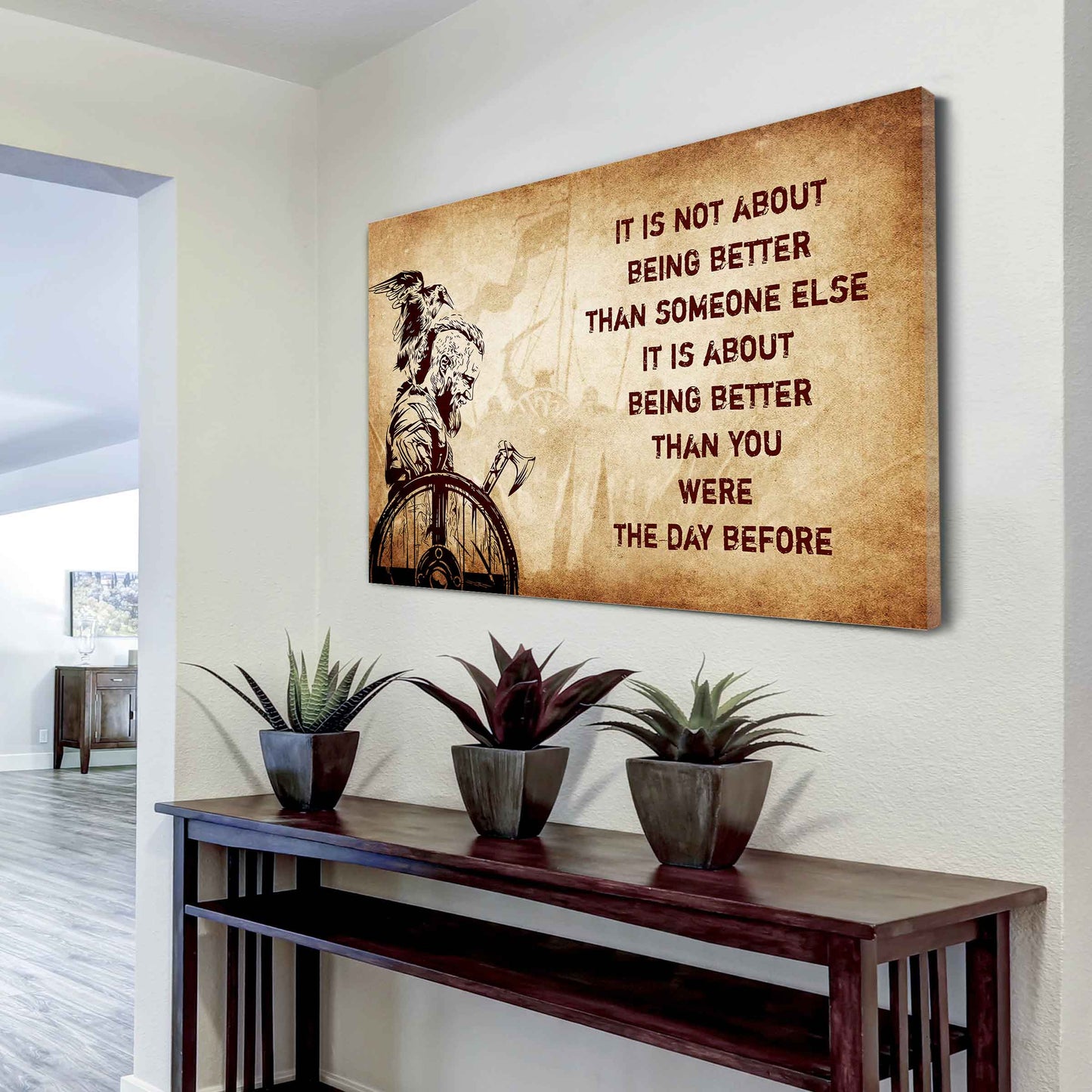 Knight Templar Poster Canvas It's Not About Being Better Than Someone Else Best Gifts Motivation Quotes