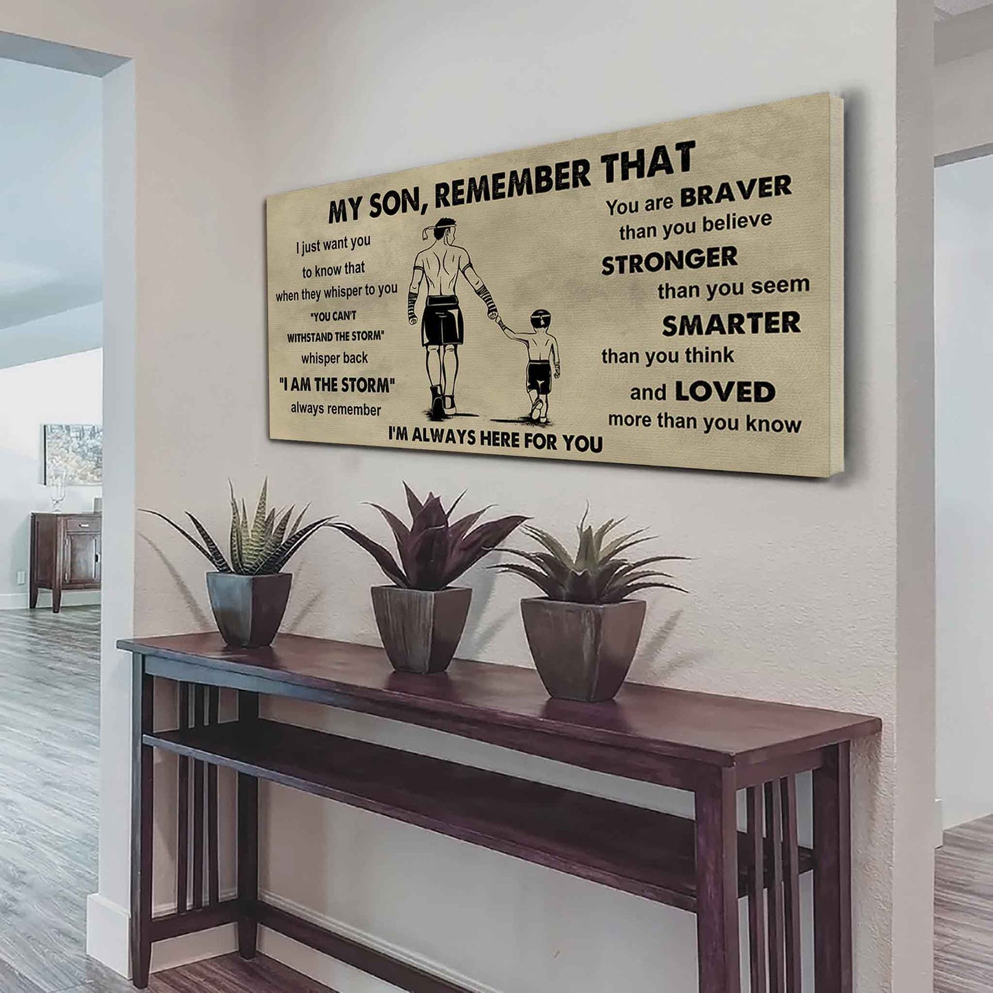 Personalized Sport Poster Canvas - My Son Remember That Whisper Back I Am The Storm