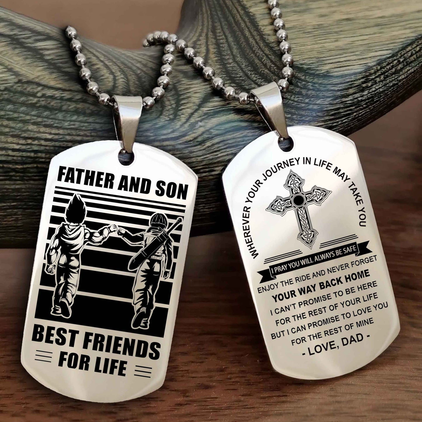 Knight Templar Cross Double Sided Dog Tag Father And Son Best Friend For Life - Gift For Son Never Forget Your Way Back Home