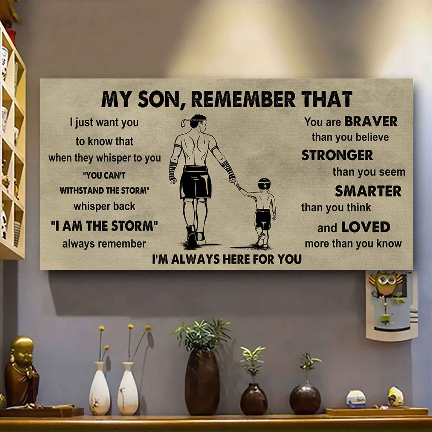 Personalized Sport Poster Canvas - My Son Remember That Whisper Back I Am The Storm
