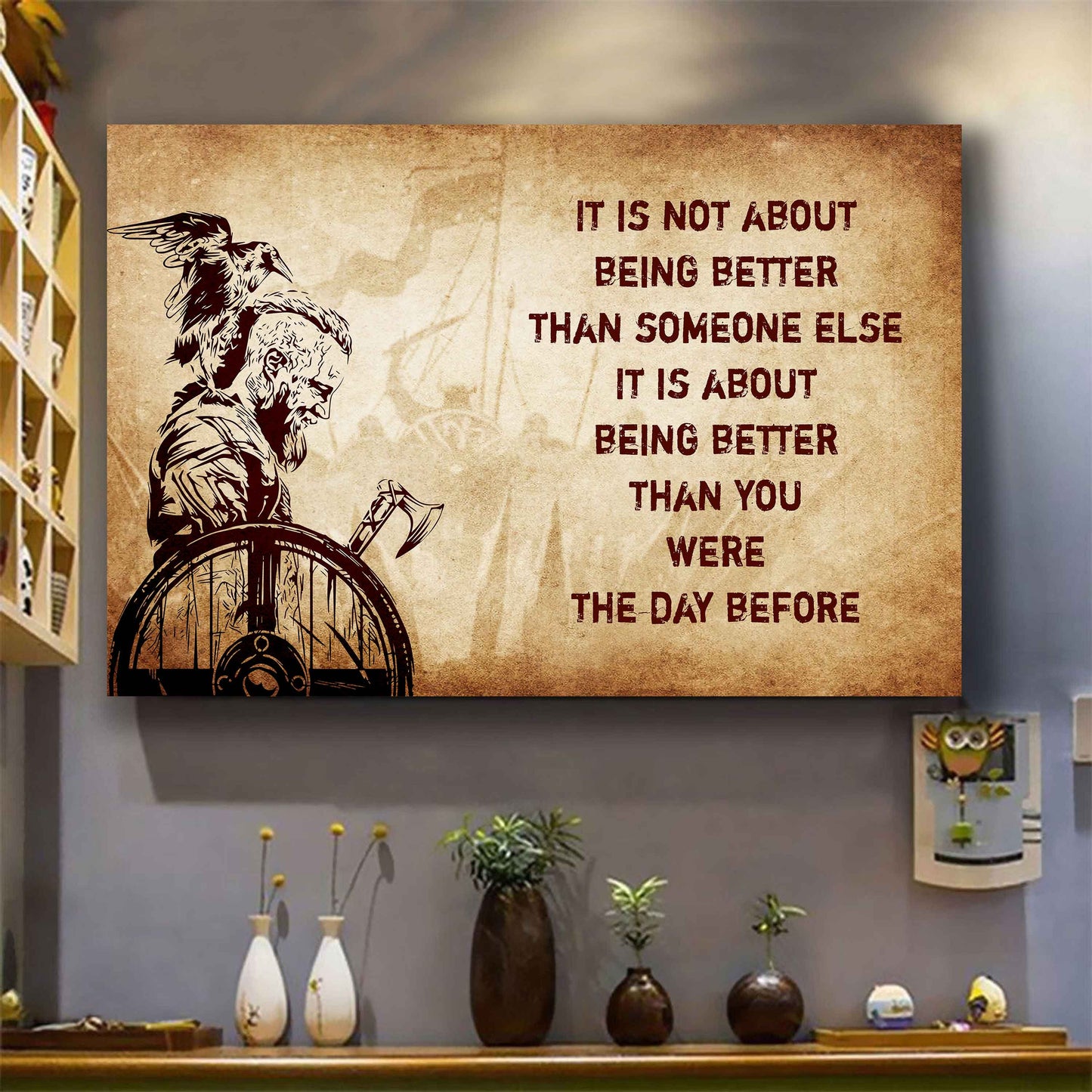Knight Templar Poster Canvas It's Not About Being Better Than Someone Else Best Gifts Motivation Quotes
