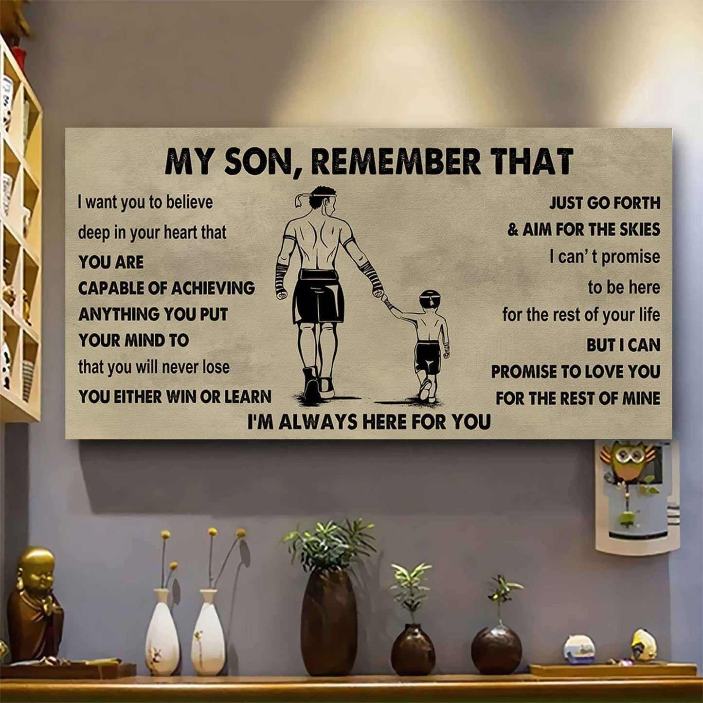 Personalized Sport Poster Canvas - My Son Remember That You Will Never Lose You Either Win Or Learn
