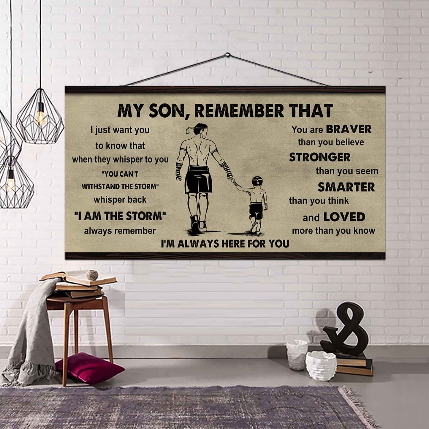 Personalized Sport Poster Canvas - My Son Remember That Whisper Back I Am The Storm