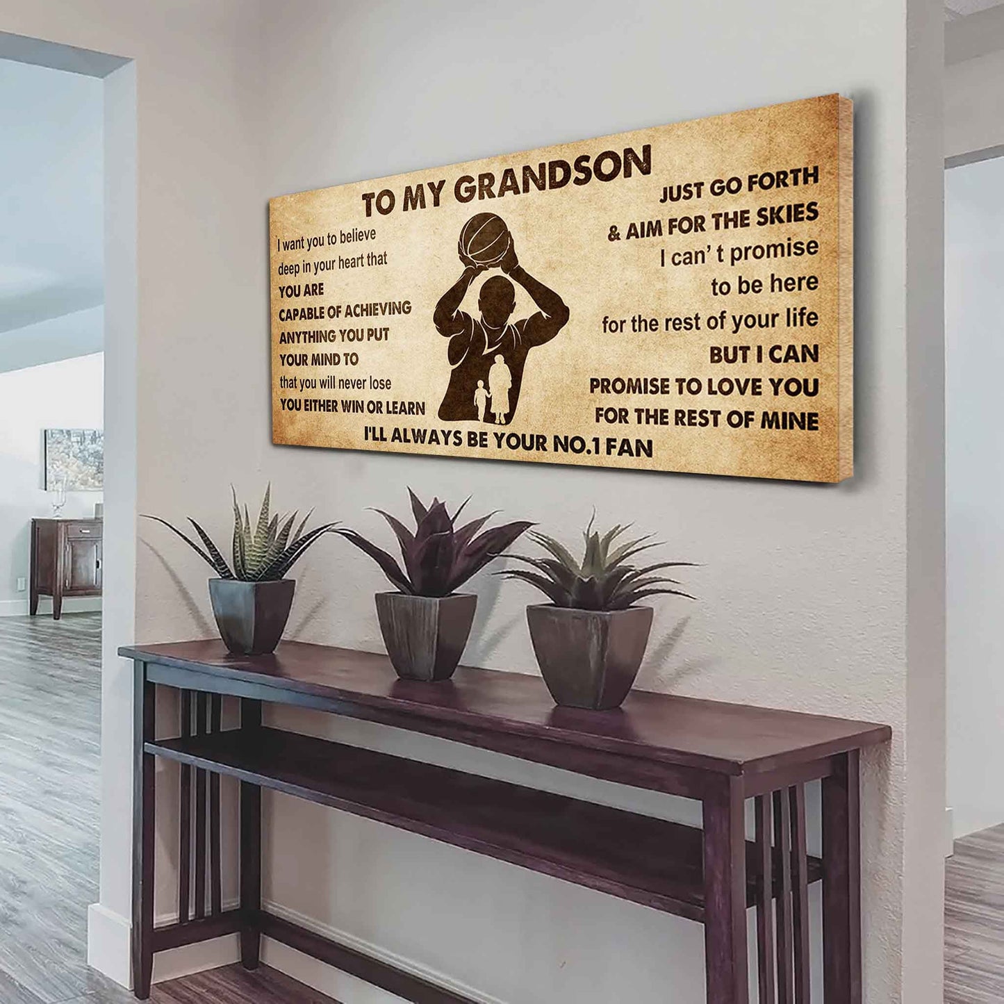 Personalized Sport Poster Canvas I'll Be Your No 1 Fan Grandma To Grandson - You Will Never Lose You Either Win Or Learn