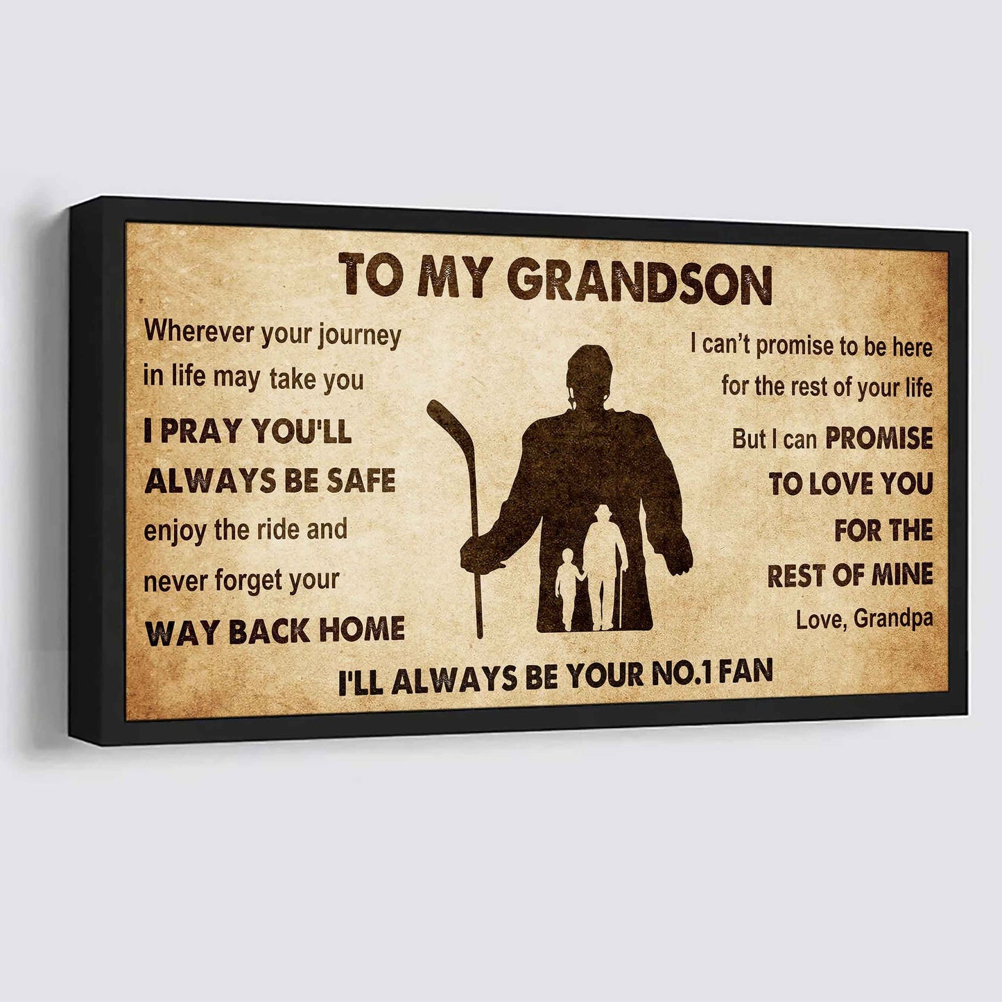 Personalized Sport Baseball Poster Canvas I'll Be Your No 1 Fan Grandpa To Grandson - Never Forget Your Way Back Home