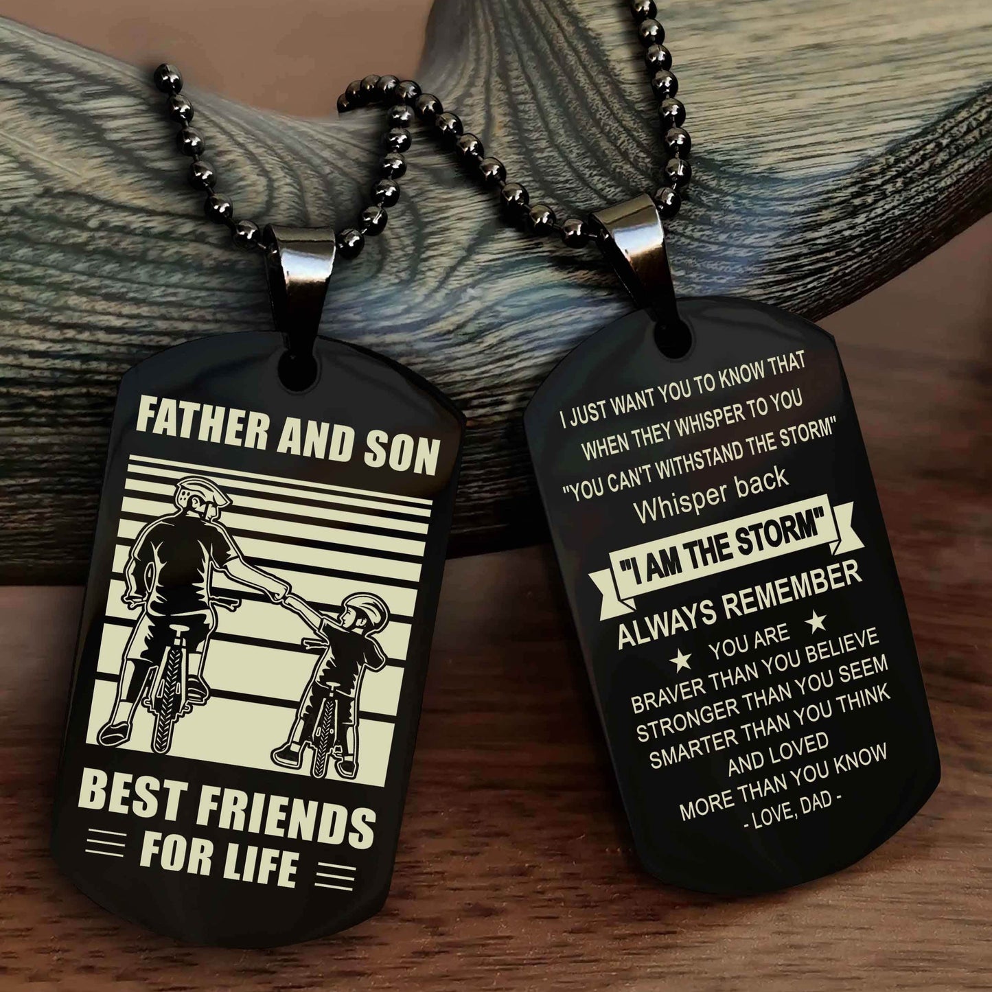 Knight Templar Personalized Double Sided Dog Tag Silver To My Son I Love You - Whisper Back I'm The Storm