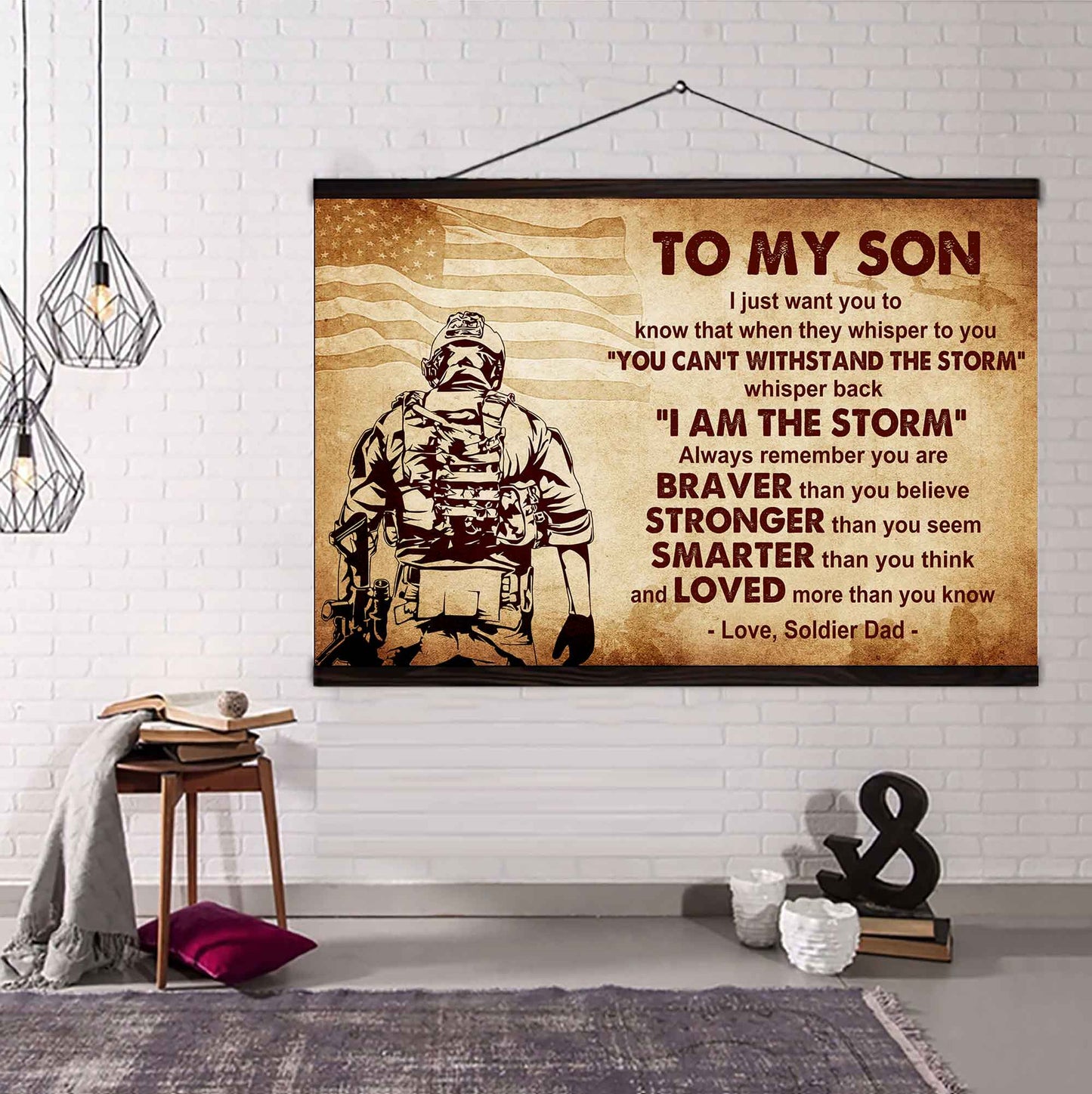 Spartan Poster Canvas Whisper Back I'm The Storm From Dad To Son Gift For Your Son