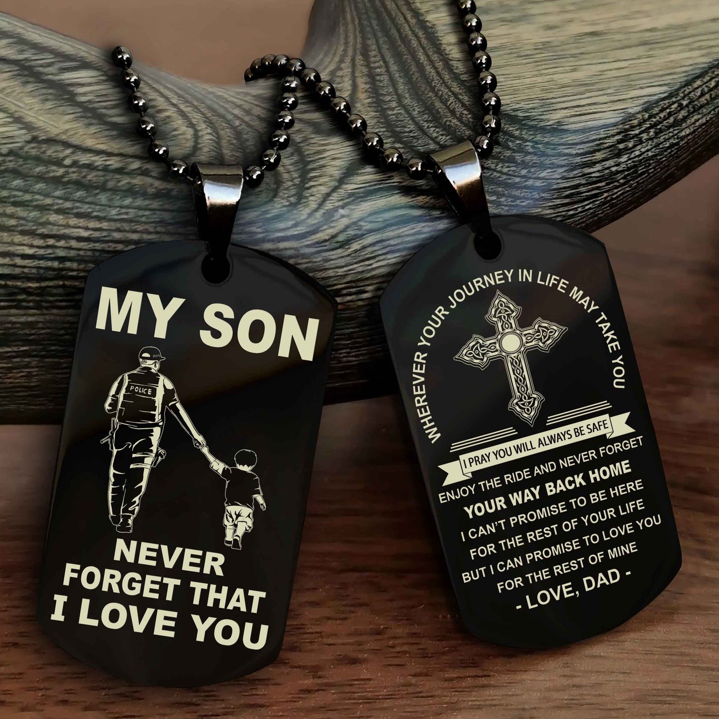 Knight Templar Cross Double Sided Dog Tag To My Son Never Forget That I Love You - Gift For Son Never Forget Your Way Back Home