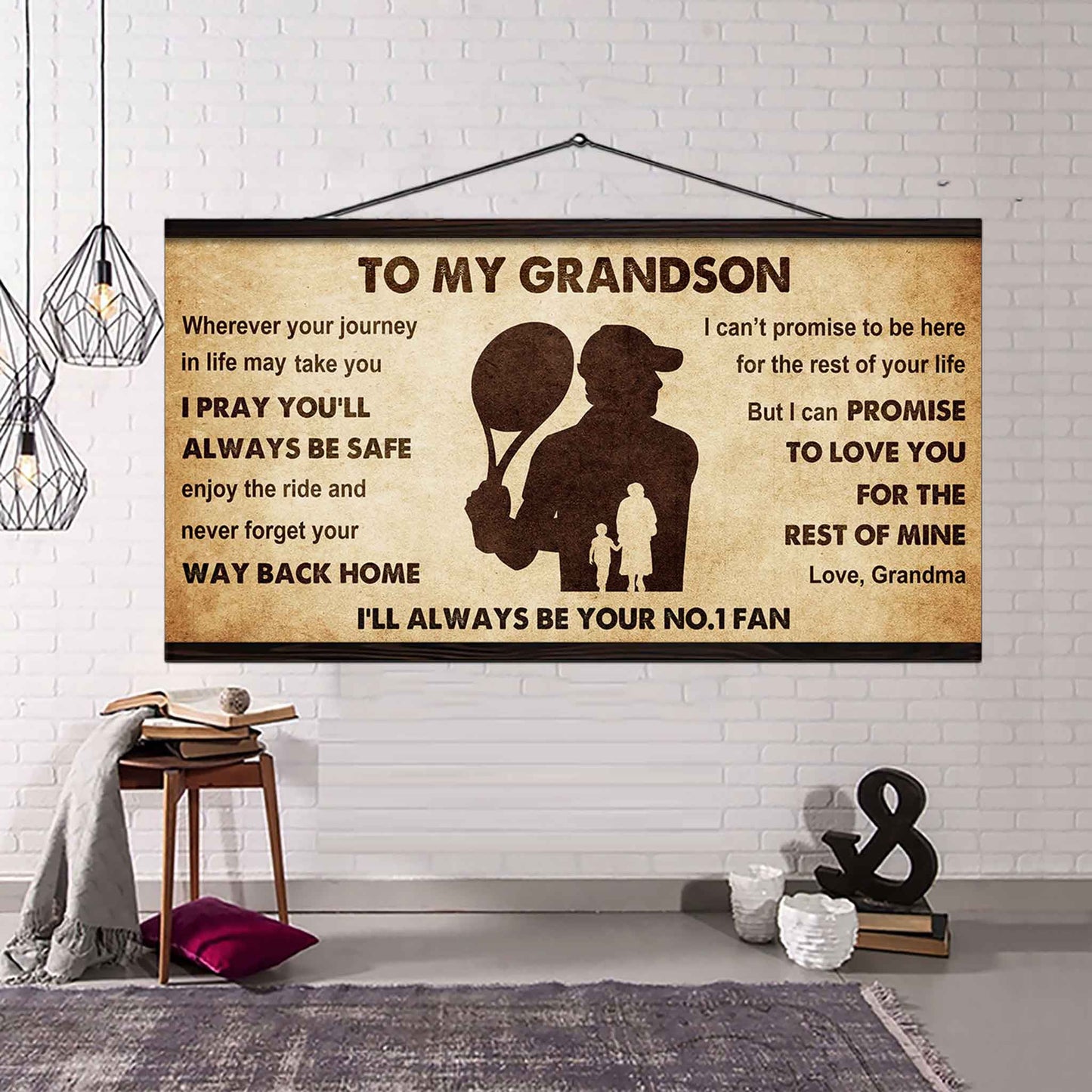 Personalized Sport Baseball Poster Canvas I'll Be Your No 1 Fan Grandma To Grandson - Never Forget Your Way Back Home