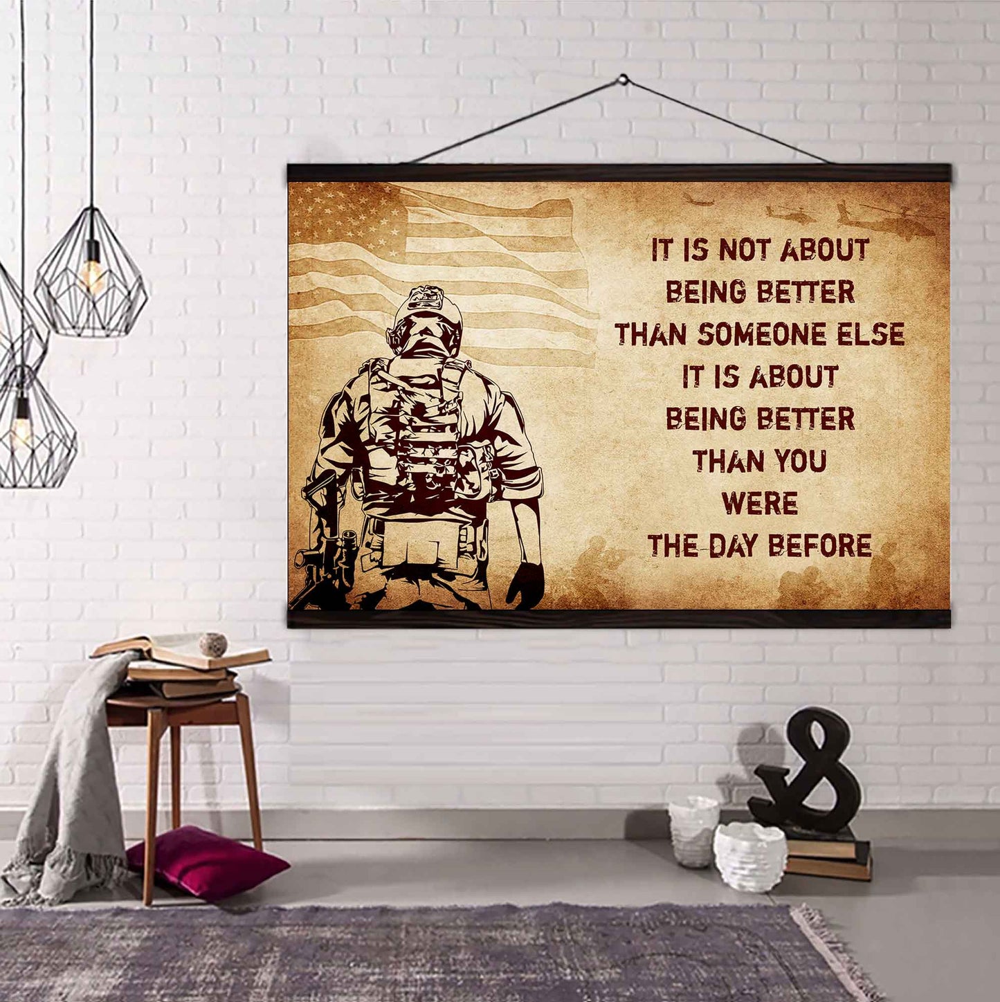 Knight Templar Poster Canvas It's Not About Being Better Than Someone Else Best Gifts Motivation Quotes