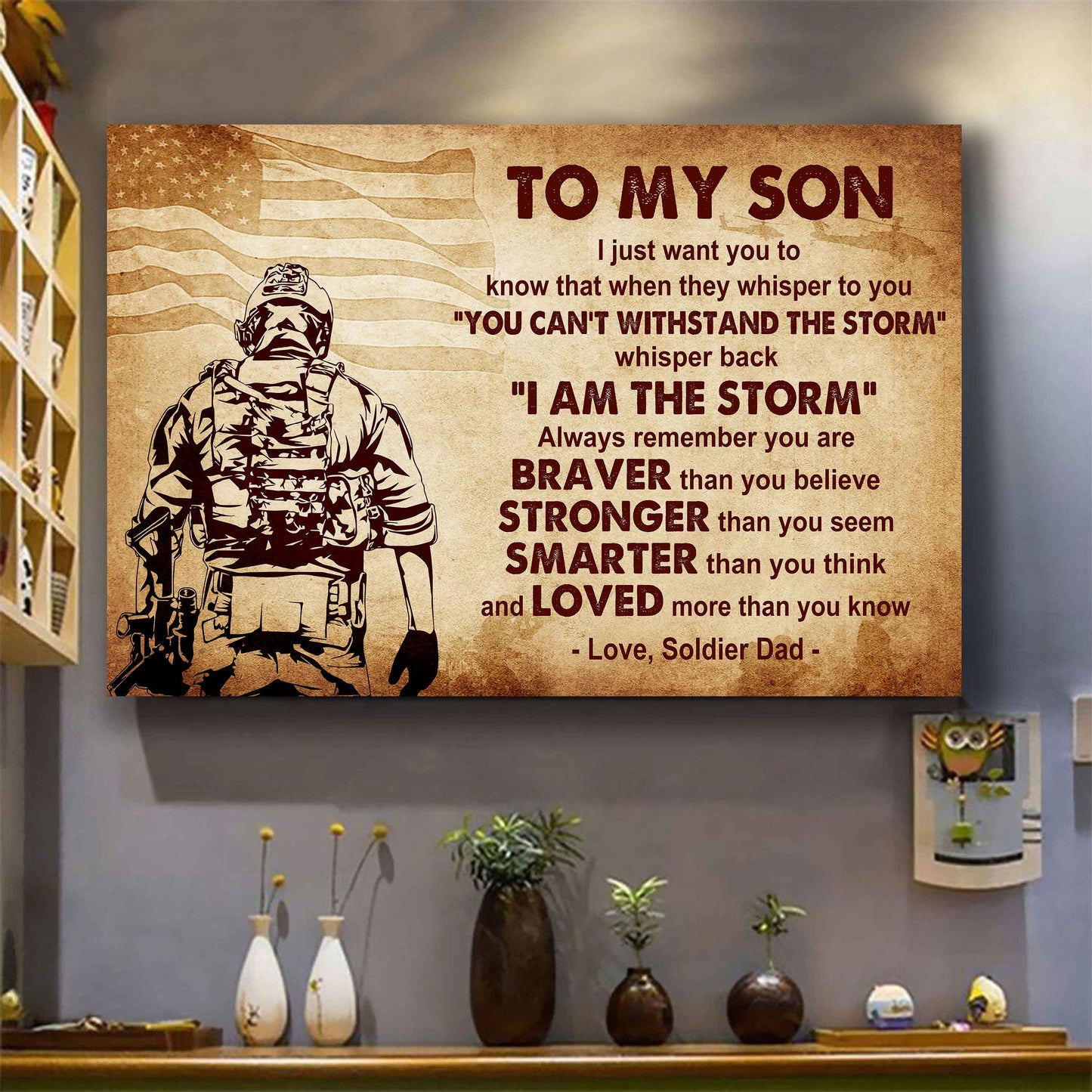 Spartan Poster Canvas Whisper Back I'm The Storm From Dad To Son Gift For Your Son
