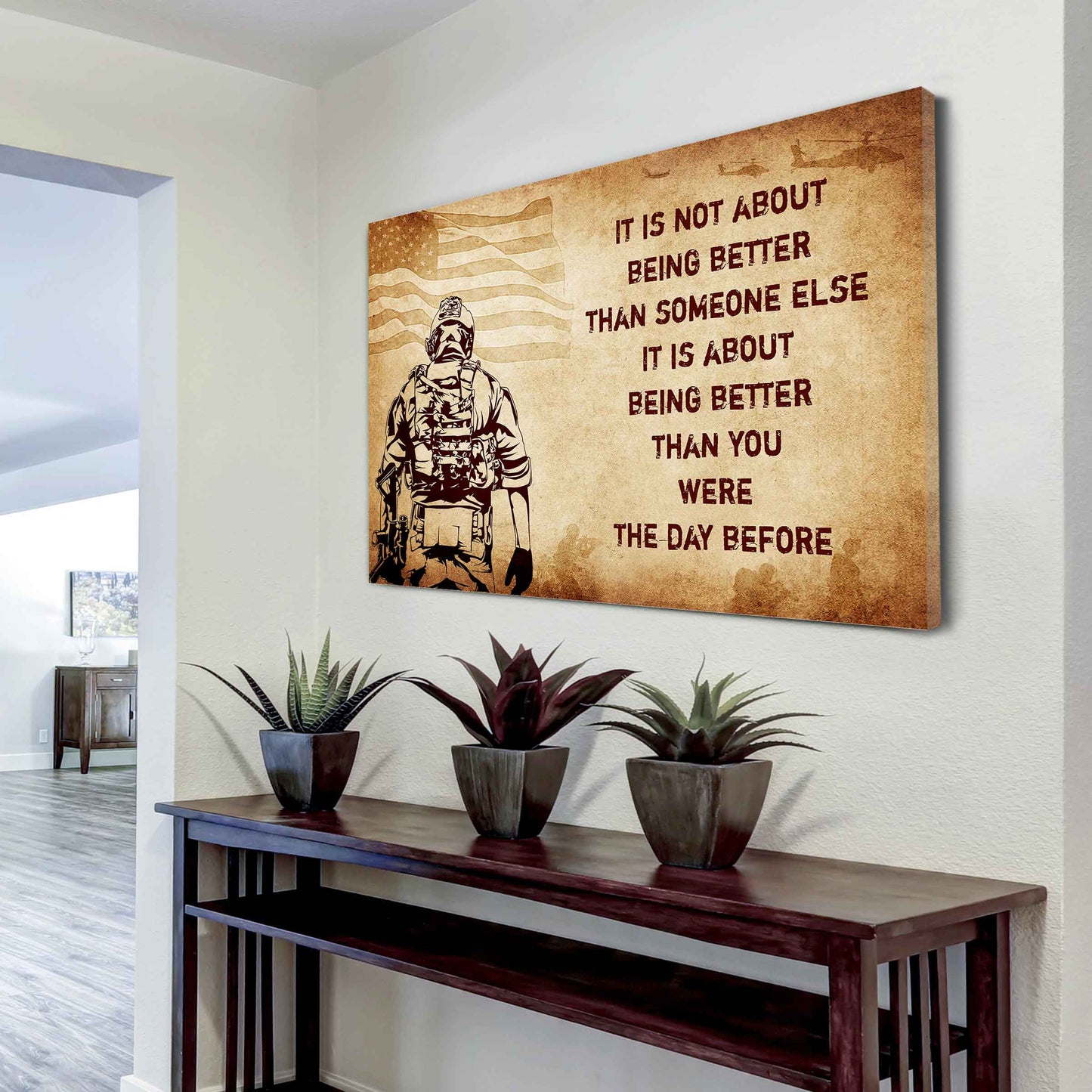 Knight Templar Poster Canvas It's Not About Being Better Than Someone Else Best Gifts Motivation Quotes