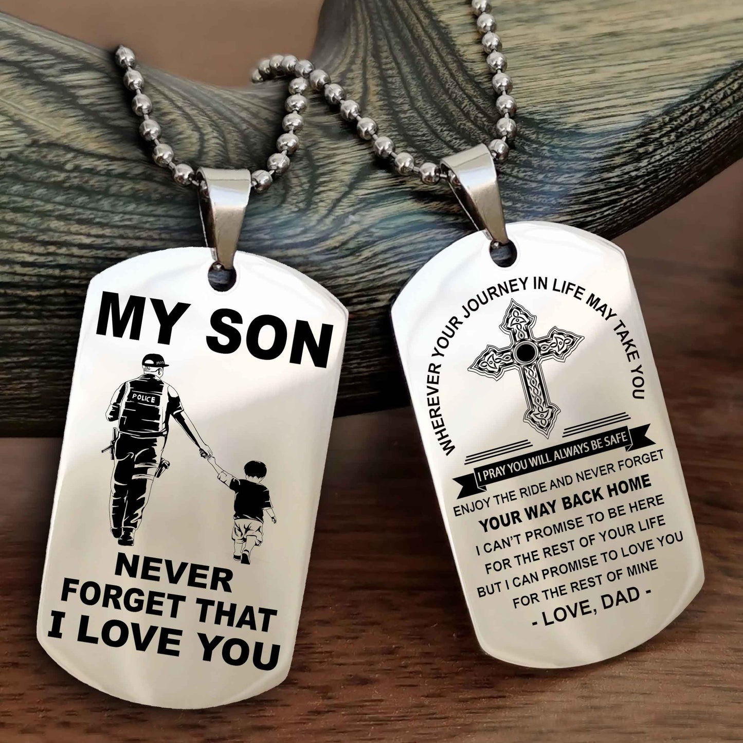 Knight Templar Cross Double Sided Dog Tag To My Son Never Forget That I Love You - Gift For Son Never Forget Your Way Back Home