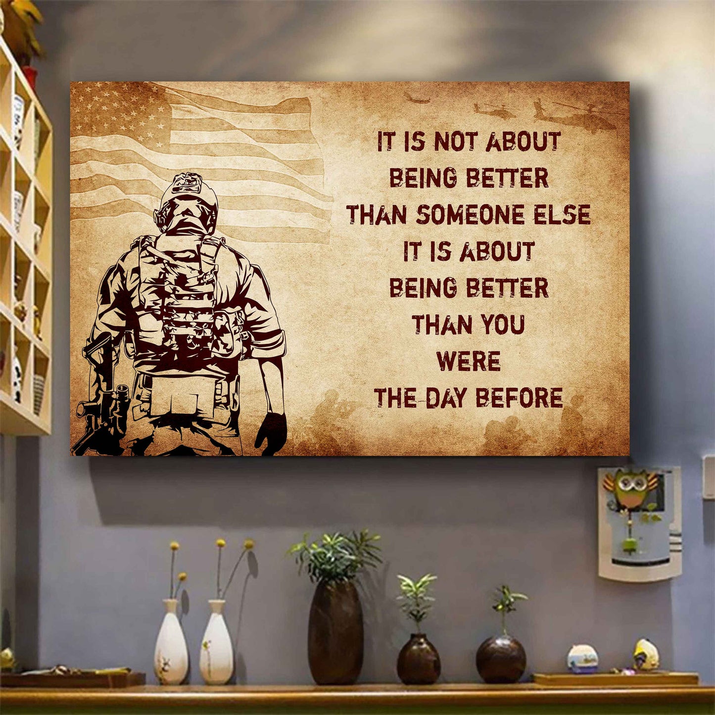 Knight Templar Poster Canvas It's Not About Being Better Than Someone Else Best Gifts Motivation Quotes
