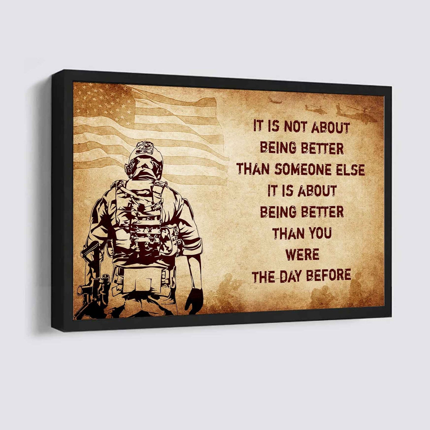Knight Templar Poster Canvas It's Not About Being Better Than Someone Else Best Gifts Motivation Quotes