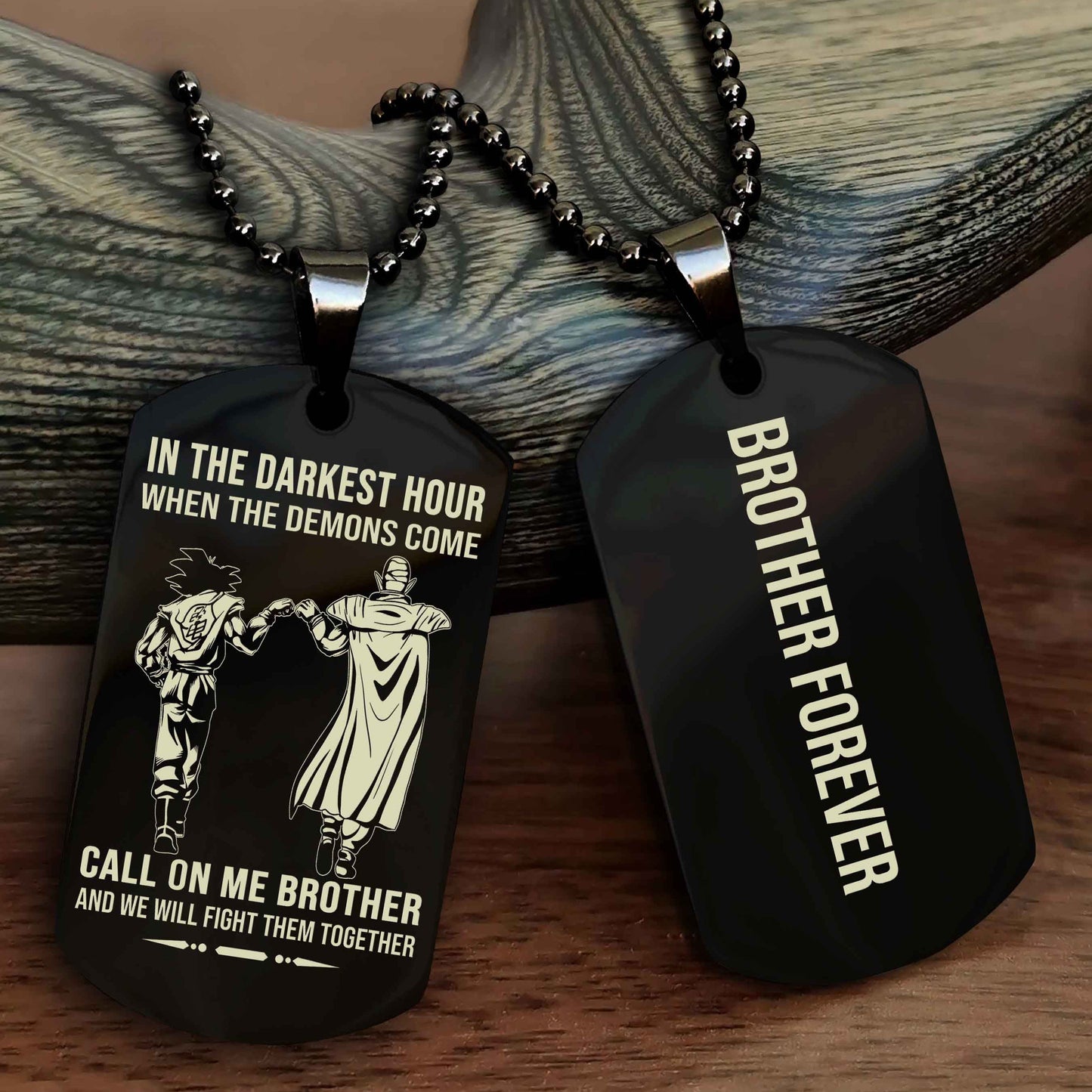 Viking customizable engraved black dog tag NAG double sided gift from brother, brother forevers