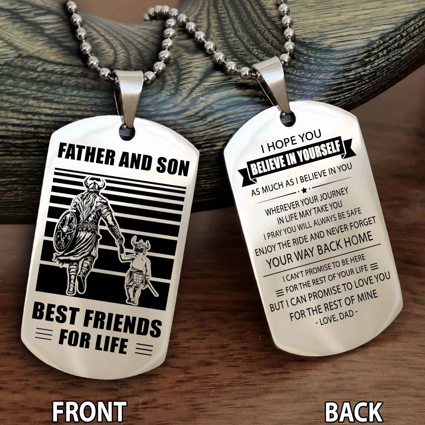 Viking Personalized Double Sided Dog Tag Black To My Son I Love You - Enjoy The Ride And Never Forget Your Way Back Home From