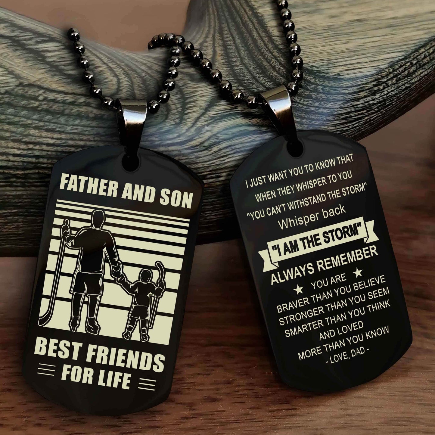 Knight Templar Personalized Double Sided Dog Tag Silver To My Son I Love You - Whisper Back I'm The Storm