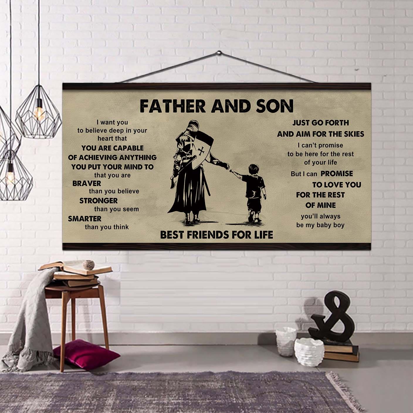 DRB VGT Father And Son Best Friends For Life - That You Are Braver Than You Believe Poster Canvas Gift For Son From Father