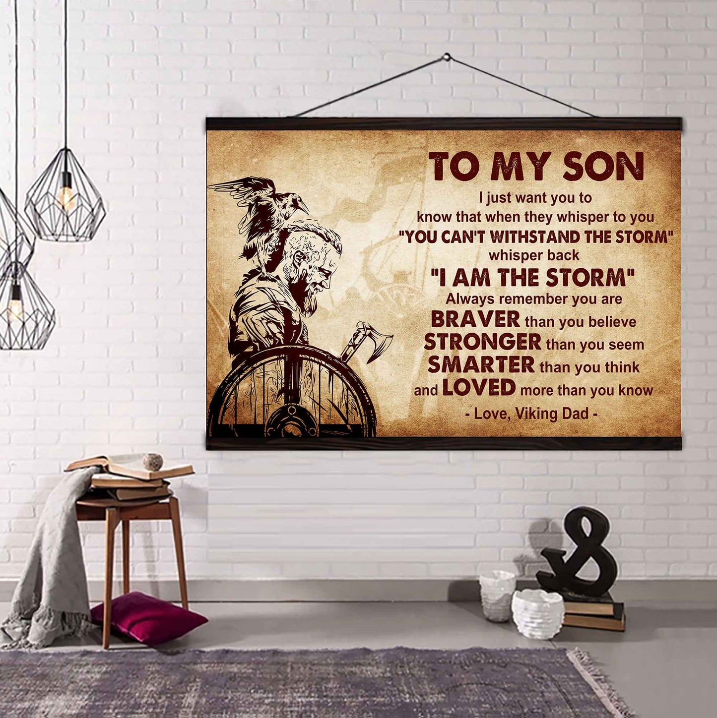 Spartan Poster Canvas Whisper Back I'm The Storm From Dad To Son Gift For Your Son