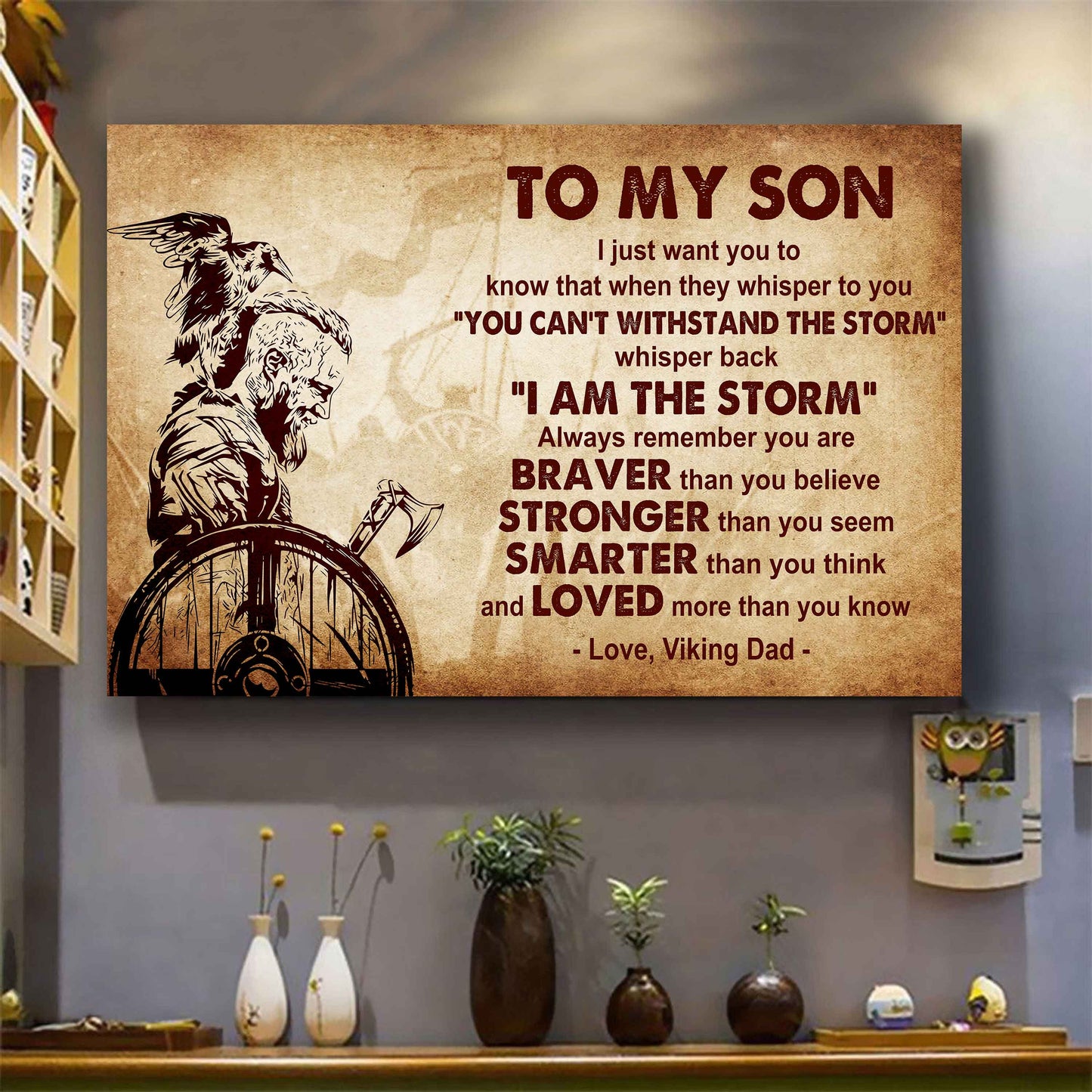 Spartan Poster Canvas Whisper Back I'm The Storm From Dad To Son Gift For Your Son
