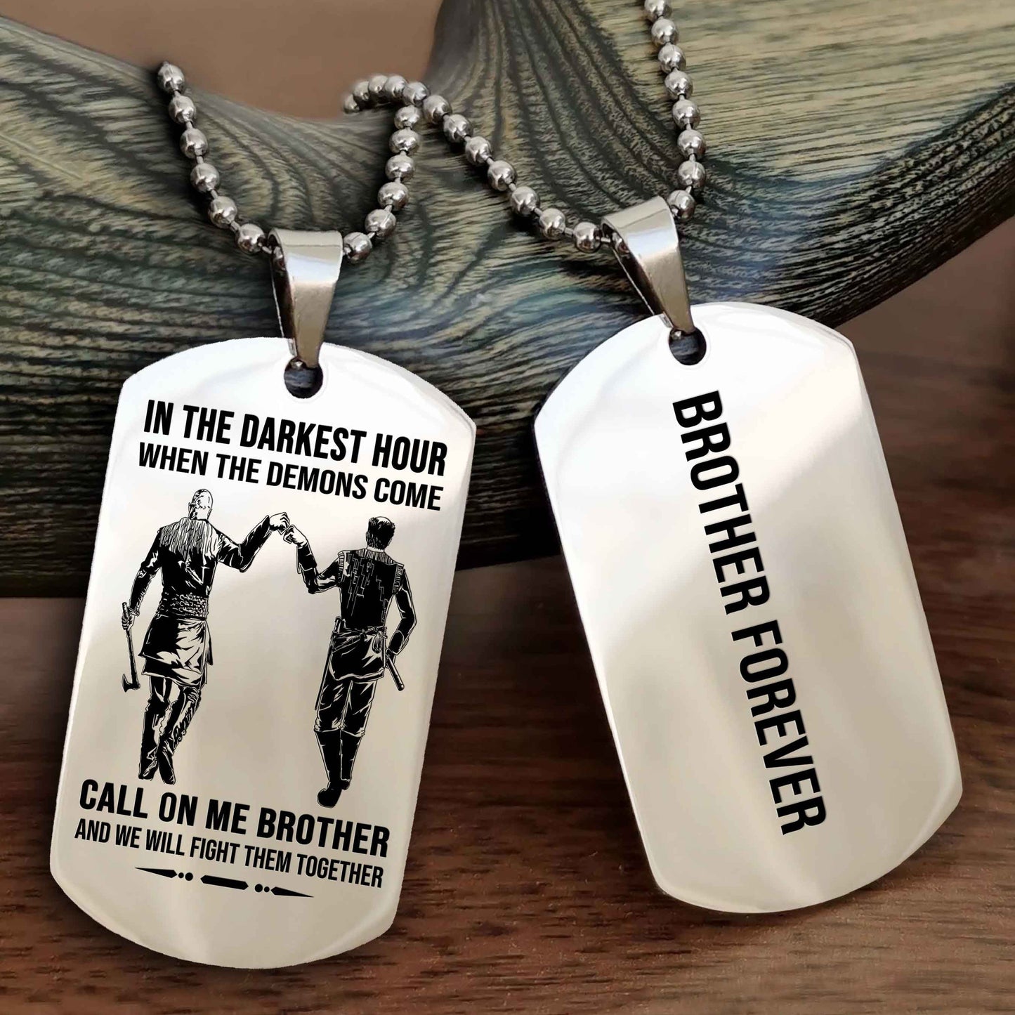 Viking customizable engraved black dog tag double sided gift from brother, brother forevers