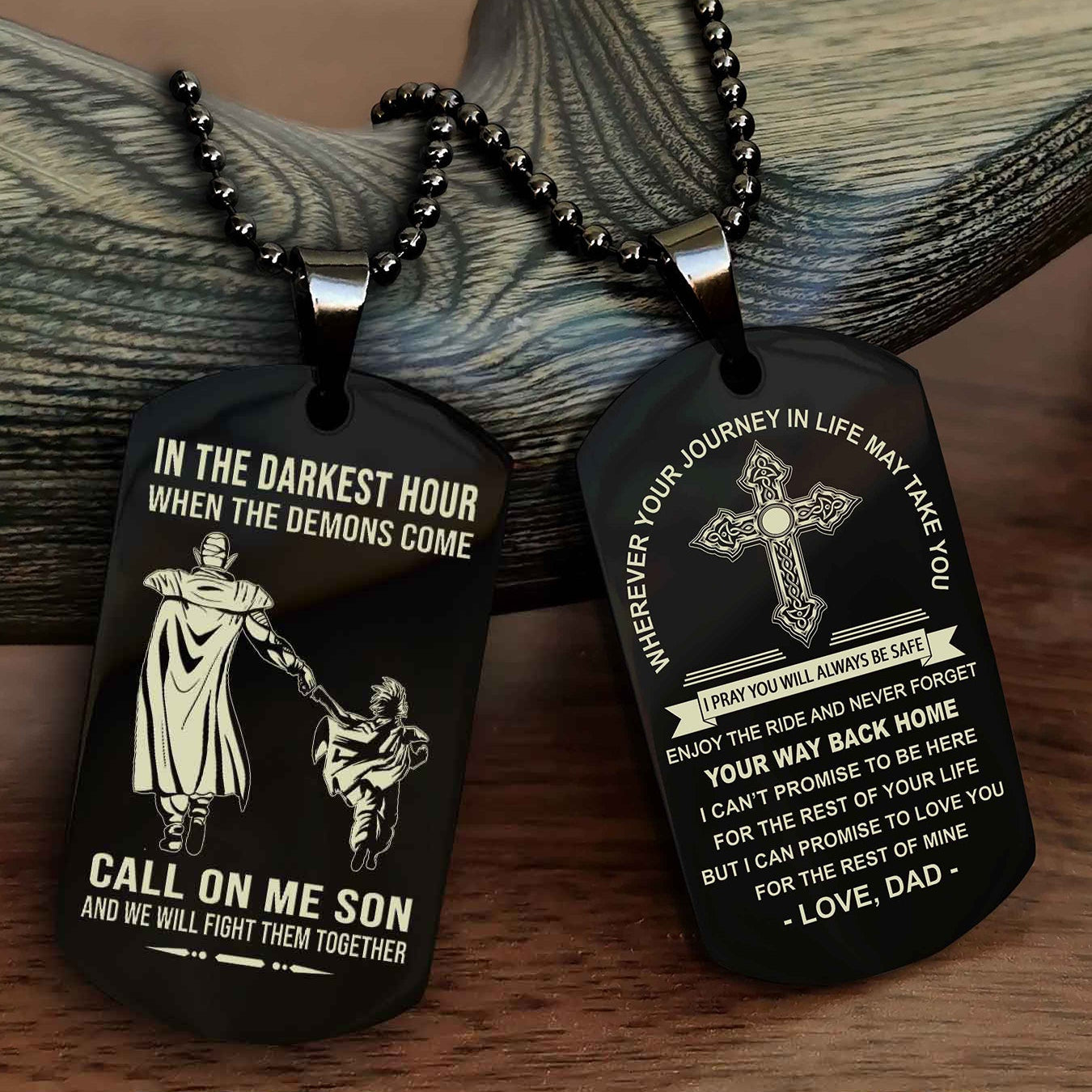 Knight Templar Double Sided Cross Dog Tag Call On Me Son - Gift For Son From Dad Your Way Back Home