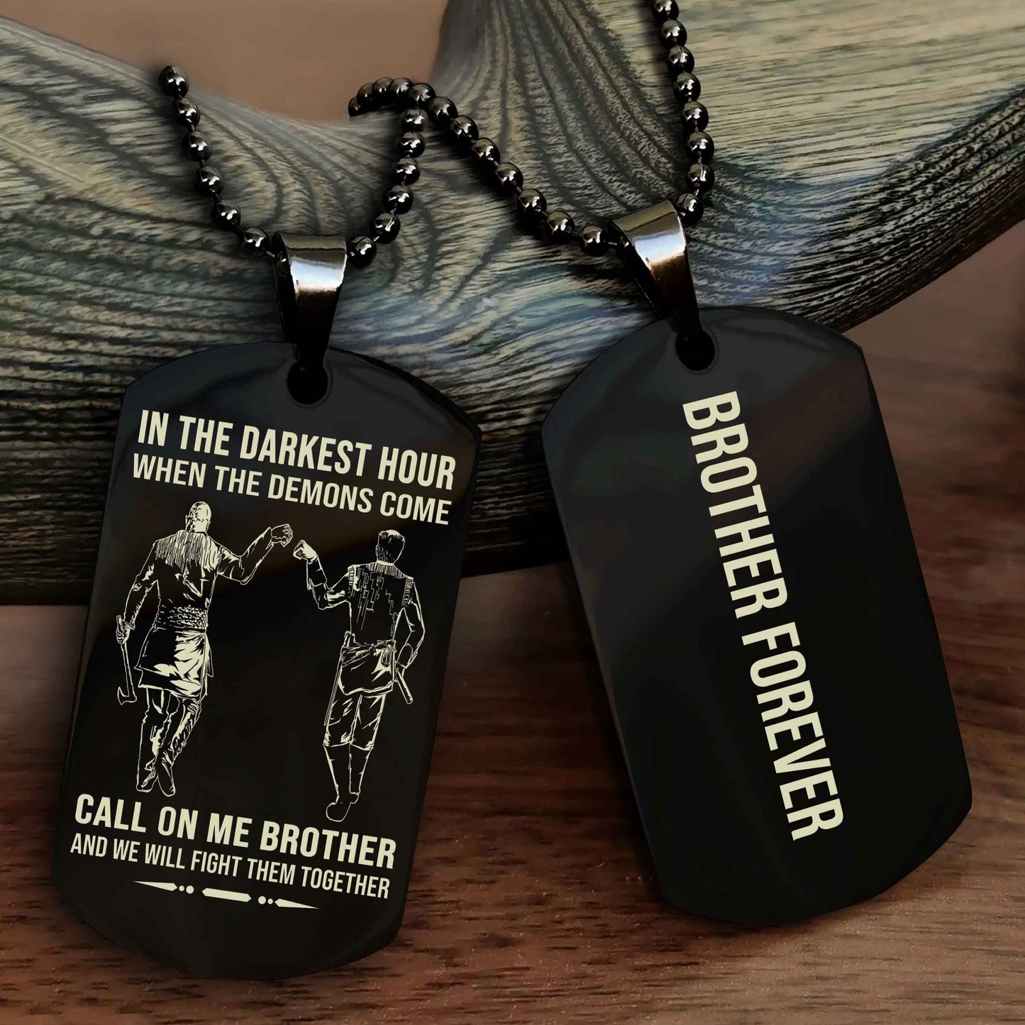 Knight Templar Customizable engraved black dog tag double sided gift from brother, brother forevers