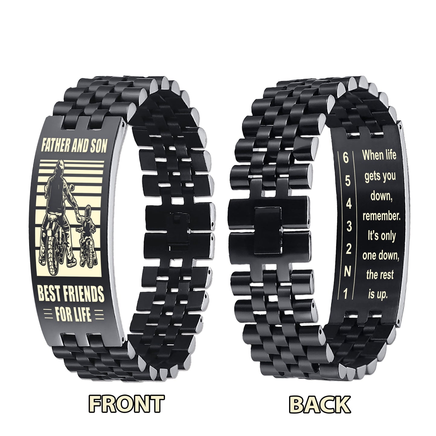 Sport Bike double side bracelet dad to son, When life gets you down, remember. It’s only one down, the rest is up.