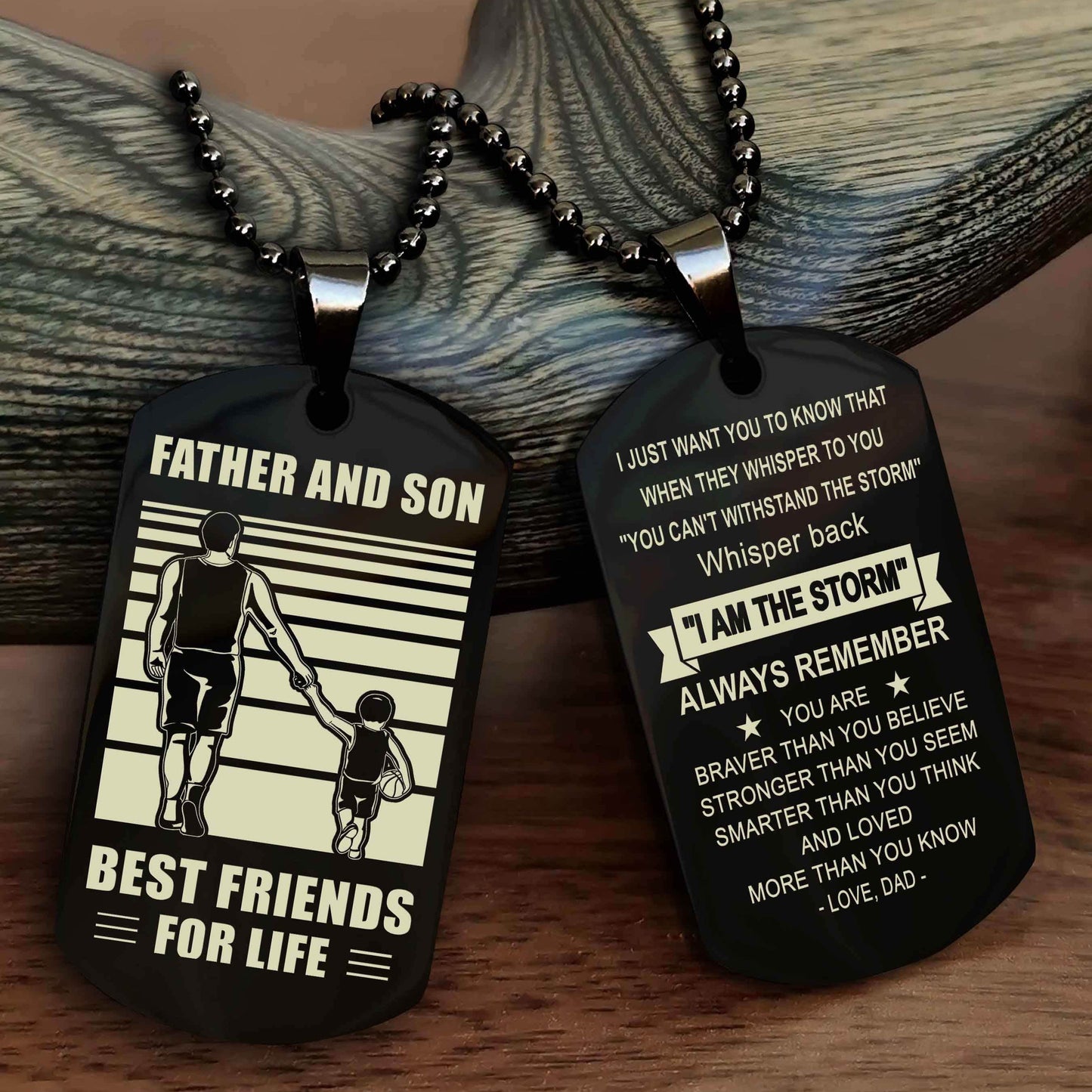 Knight Templar Personalized Double Sided Dog Tag Silver To My Son I Love You - Whisper Back I'm The Storm