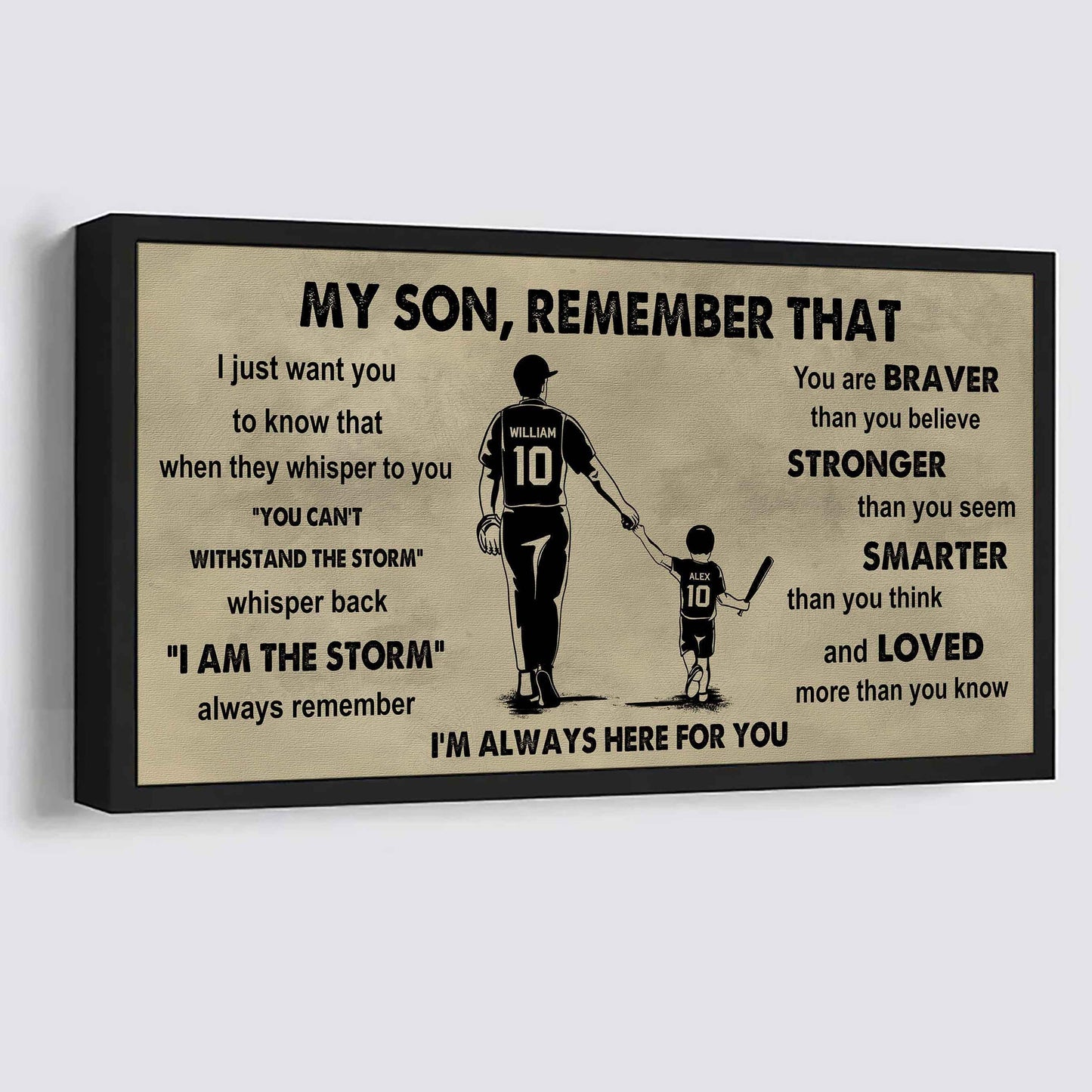 Personalized Sport Poster Canvas - My Son Remember That Whisper Back I Am The Storm