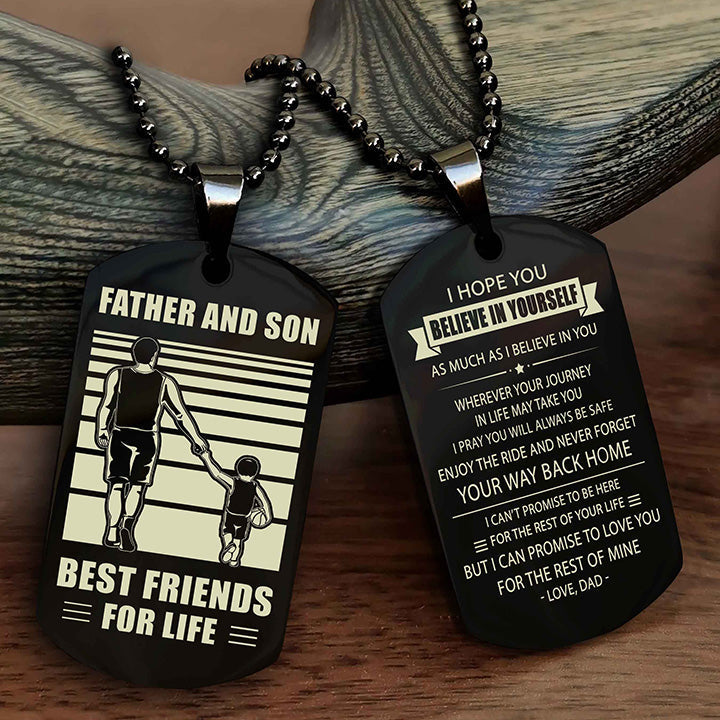 Viking Personalized Double Sided Dog Tag Silver To My Son I Love You - Enjoy The Ride And Never Forget Your Way Back Home From