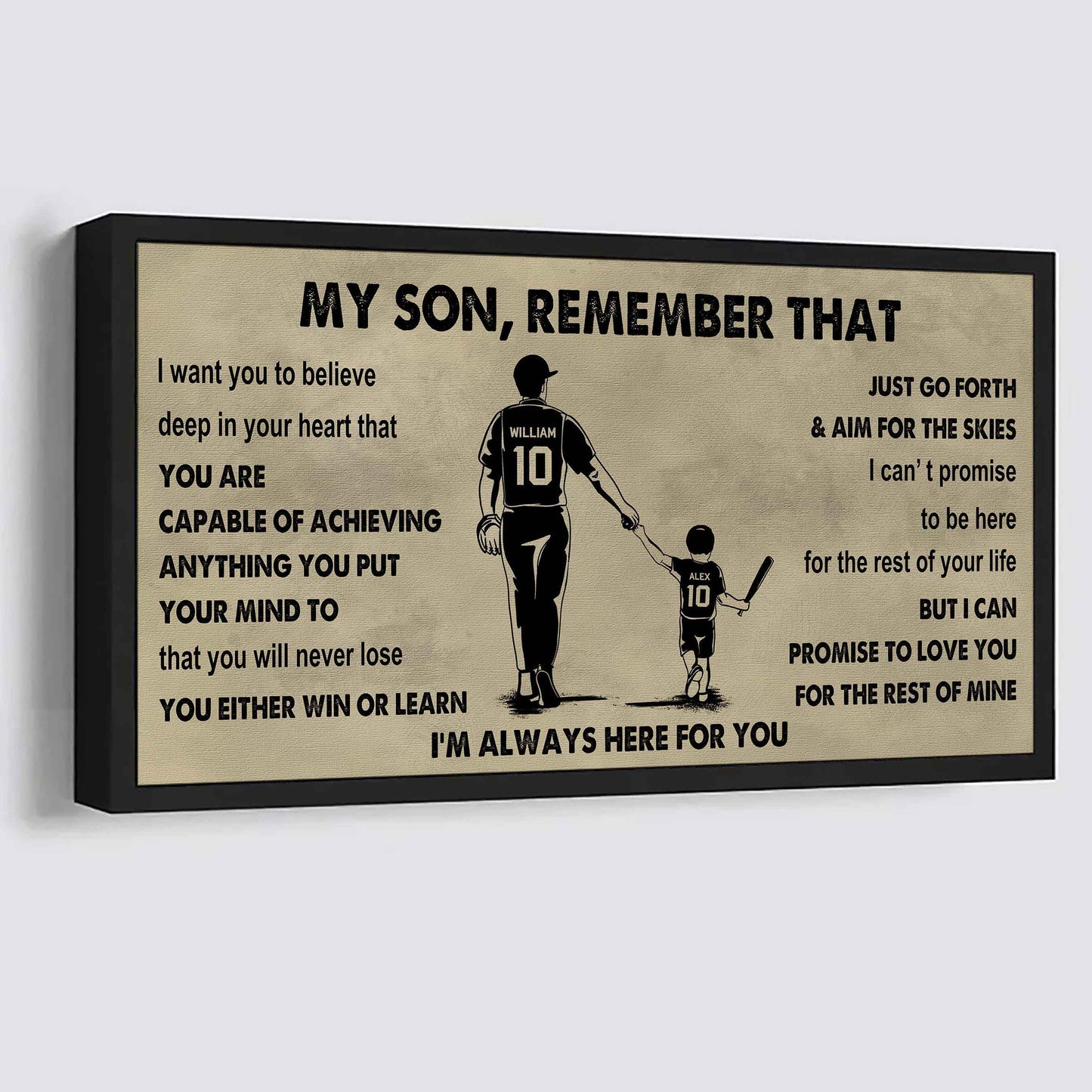 Personalized Sport Poster Canvas - My Son Remember That You Will Never Lose You Either Win Or Learn