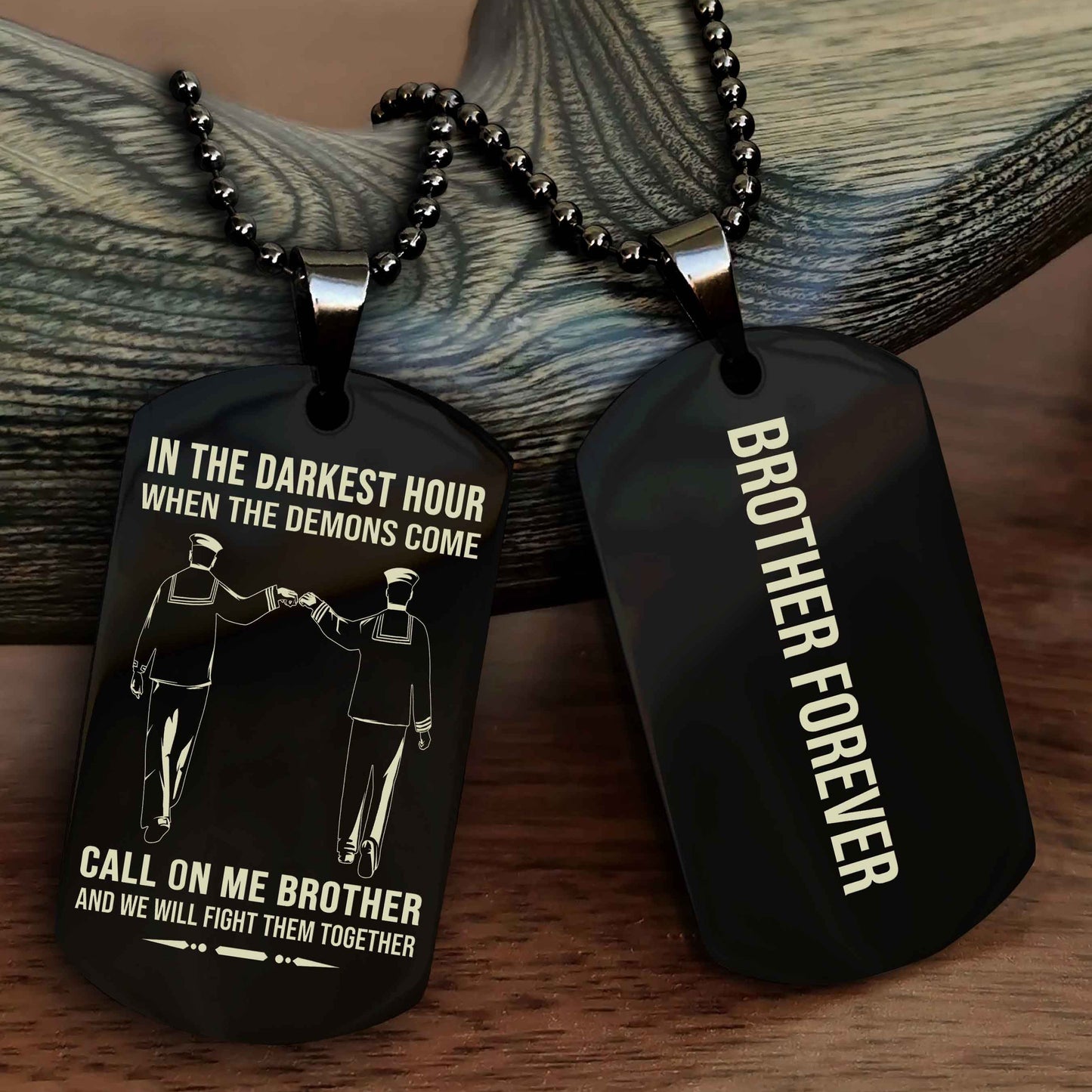Knight Templar Customizable engraved black dog tag double sided gift from brother, brother forevers