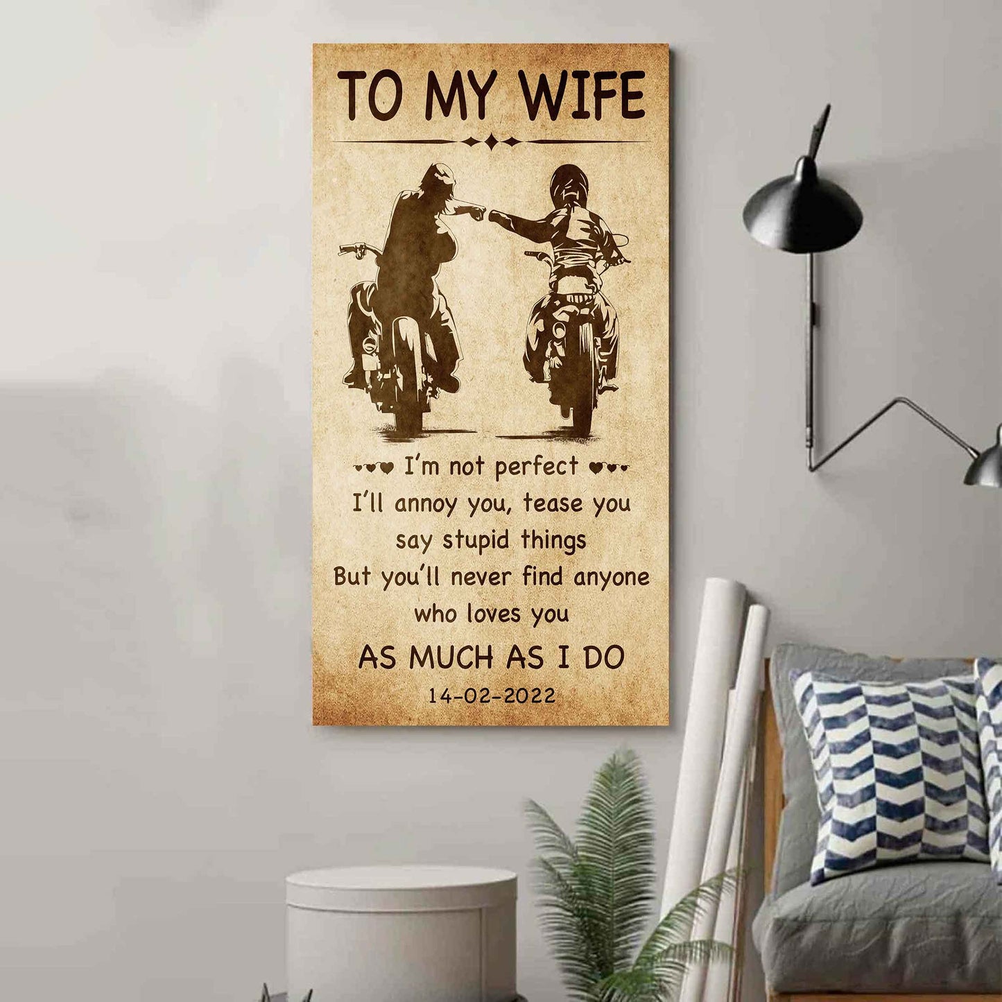 Biker Poster Canvas To My Wife - I Am Not Perfect