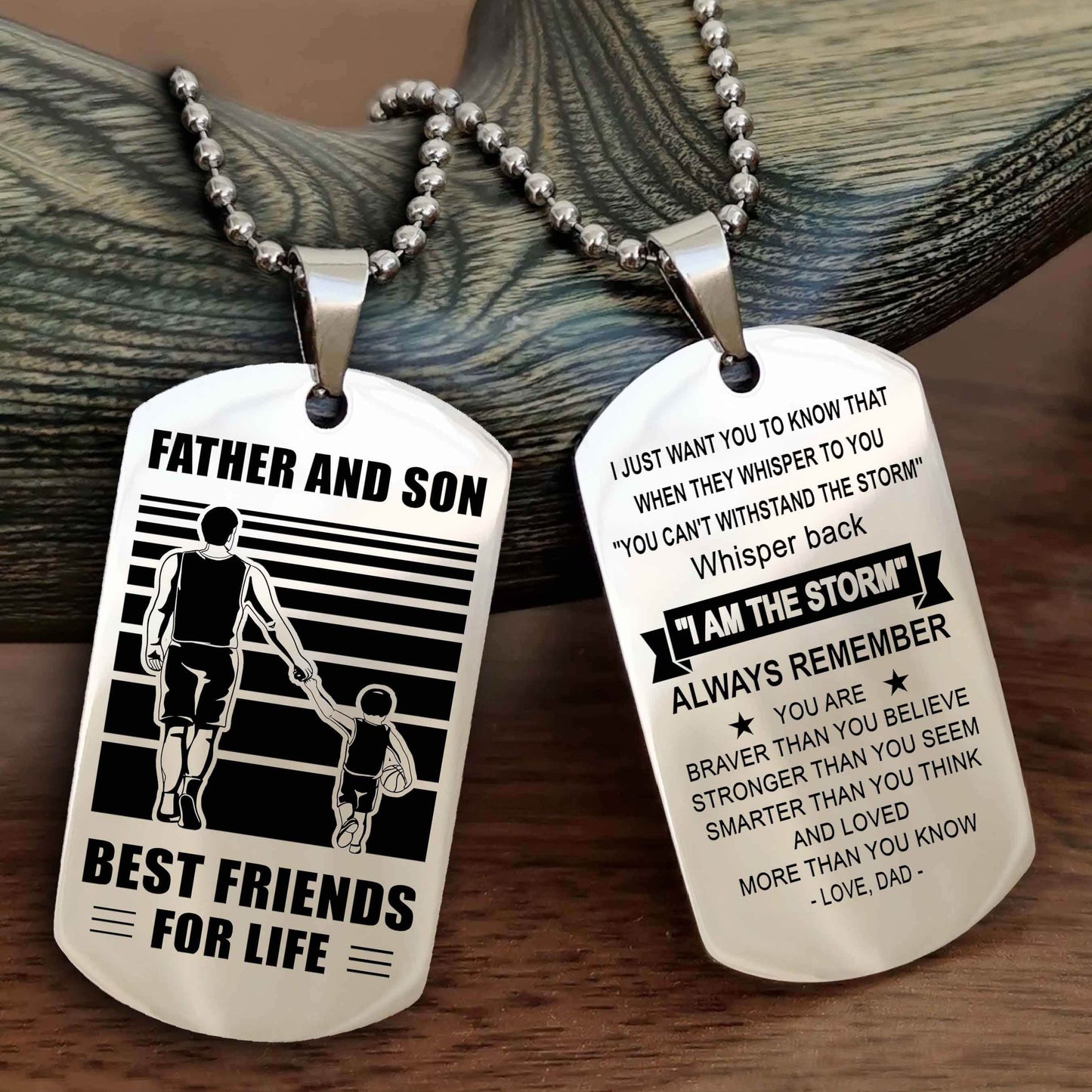 Knight Templar Personalized Double Sided Dog Tag Silver To My Son I Love You - Whisper Back I'm The Storm