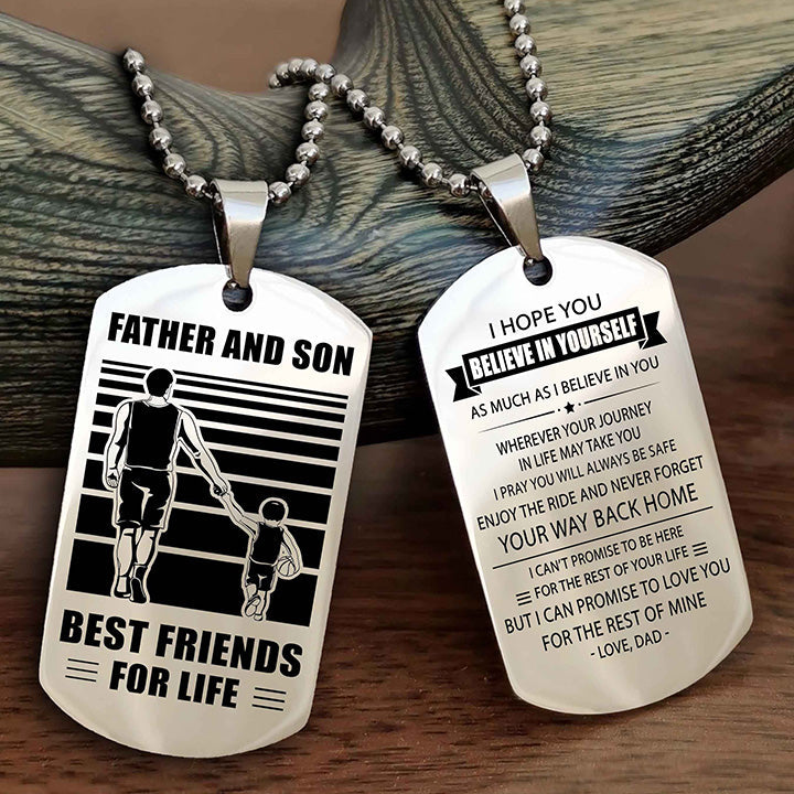 Viking Personalized Double Sided Dog Tag Black To My Son I Love You - Enjoy The Ride And Never Forget Your Way Back Home From