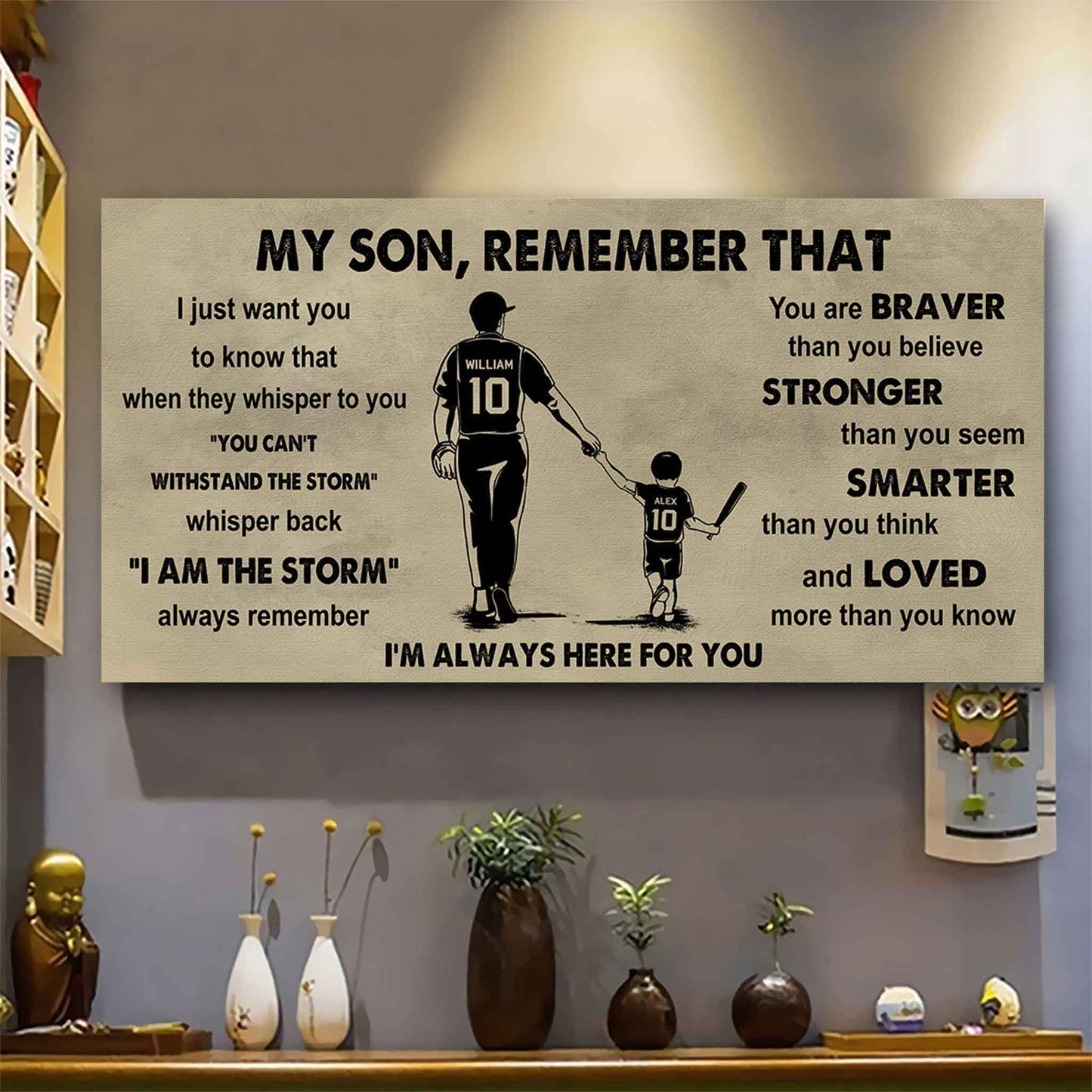 Personalized Sport Poster Canvas - My Son Remember That Whisper Back I Am The Storm