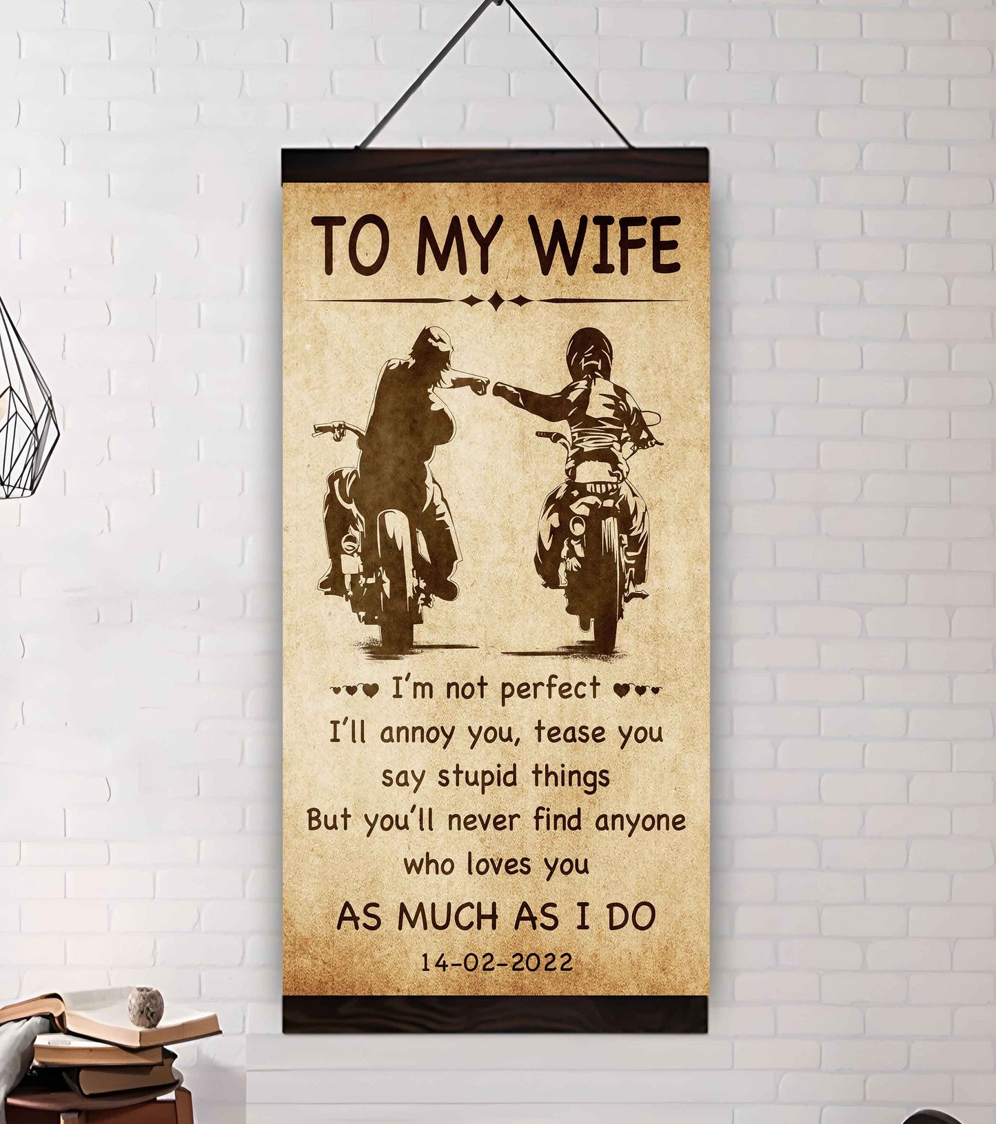 Biker Poster Canvas To My Wife - I Am Not Perfect