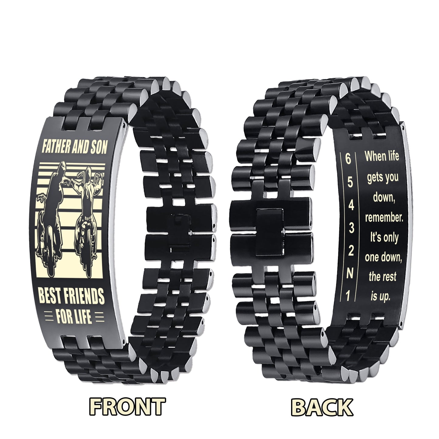 Biker double side bracelet for brother, When life gets you down, remember. It’s only one down, the rest is up.