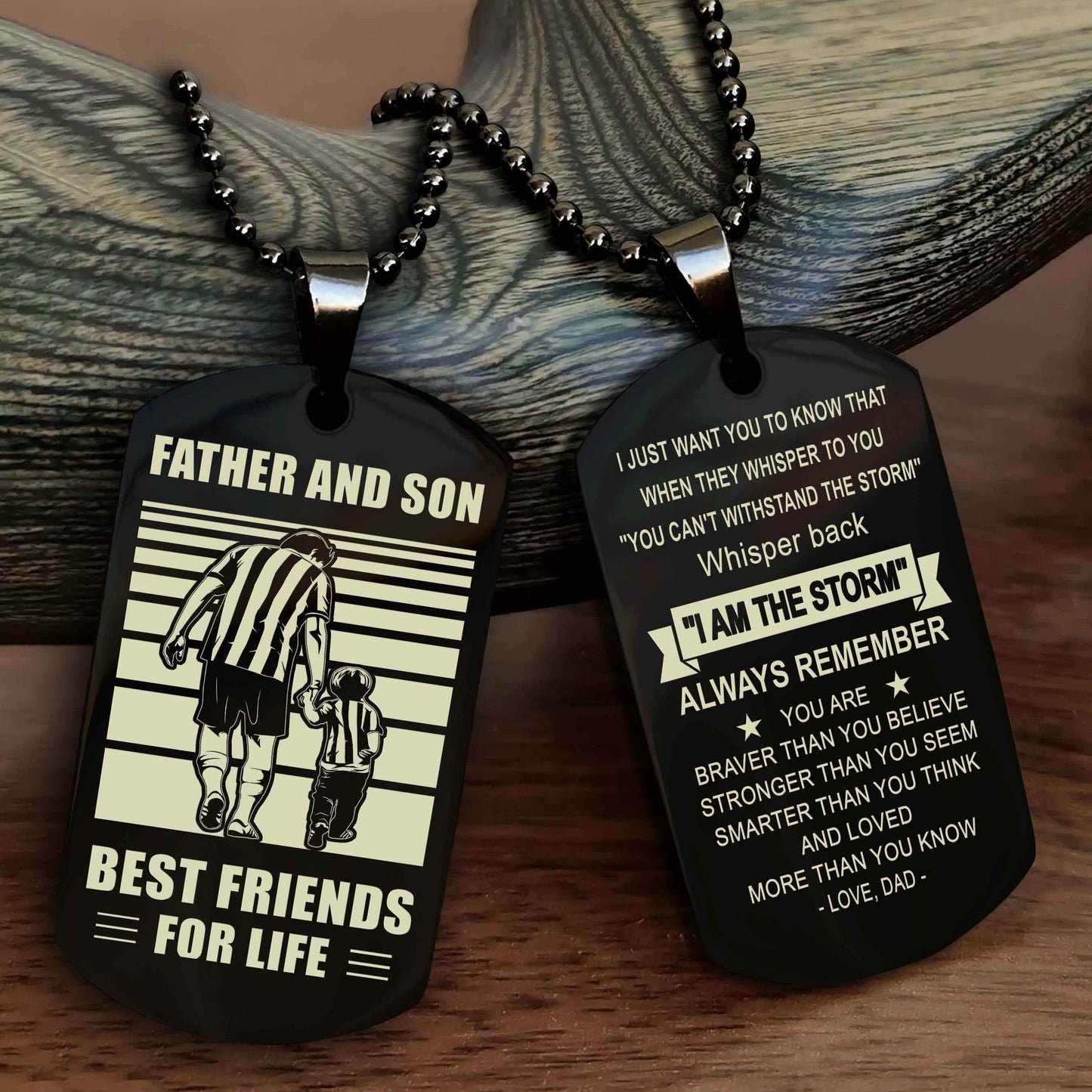 Knight Templar Personalized Double Sided Dog Tag Silver To My Son I Love You - Whisper Back I'm The Storm