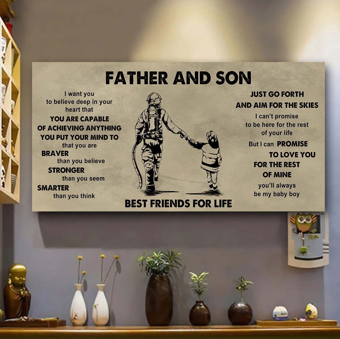 DRB VGT Father And Son Best Friends For Life - That You Are Braver Than You Believe Poster Canvas Gift For Son From Father