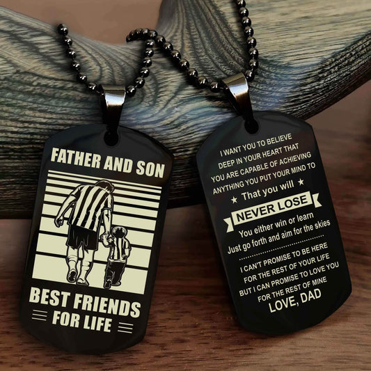 Viking Personalized Double Sided Dog Tag Silver To My Son I Love You - You Will Never Lose You Either Win Or Learn From Dad To Son