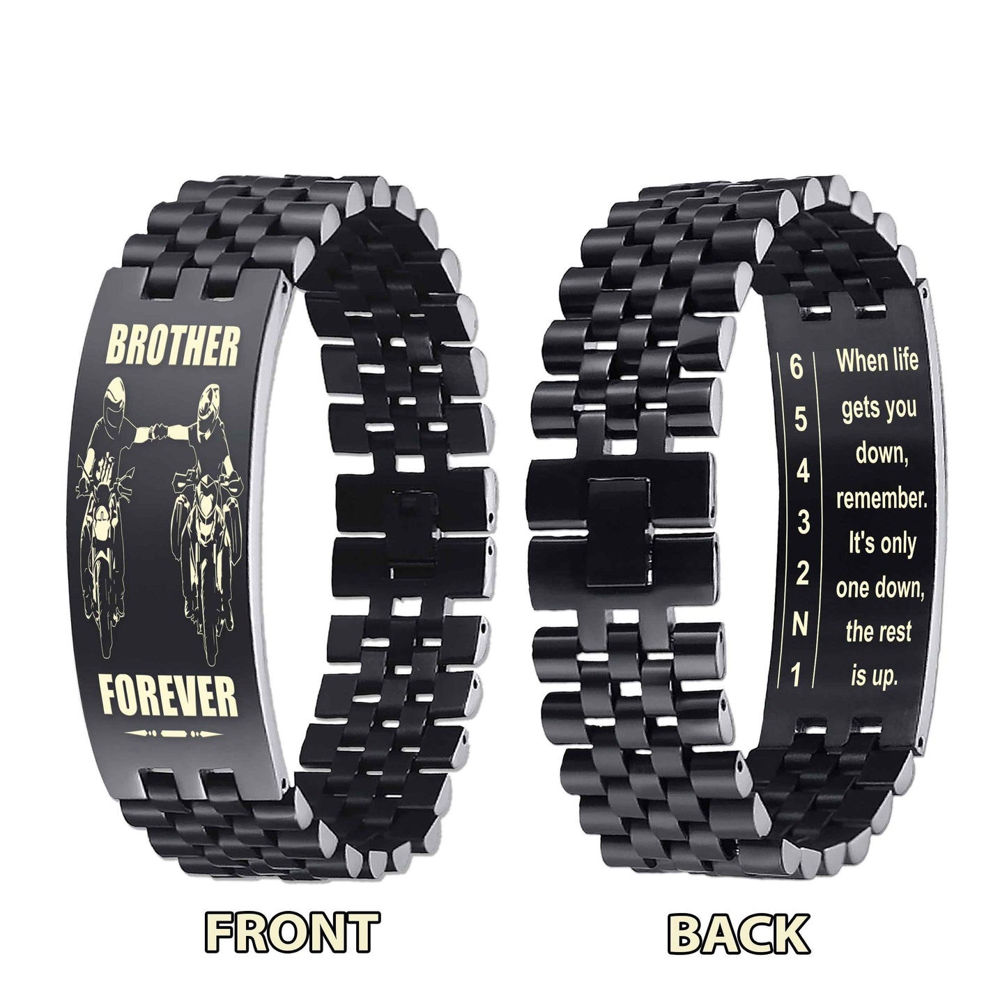 Biker double side bracelet dad to son, When life gets you down, remember. It’s only one down, the rest is up.