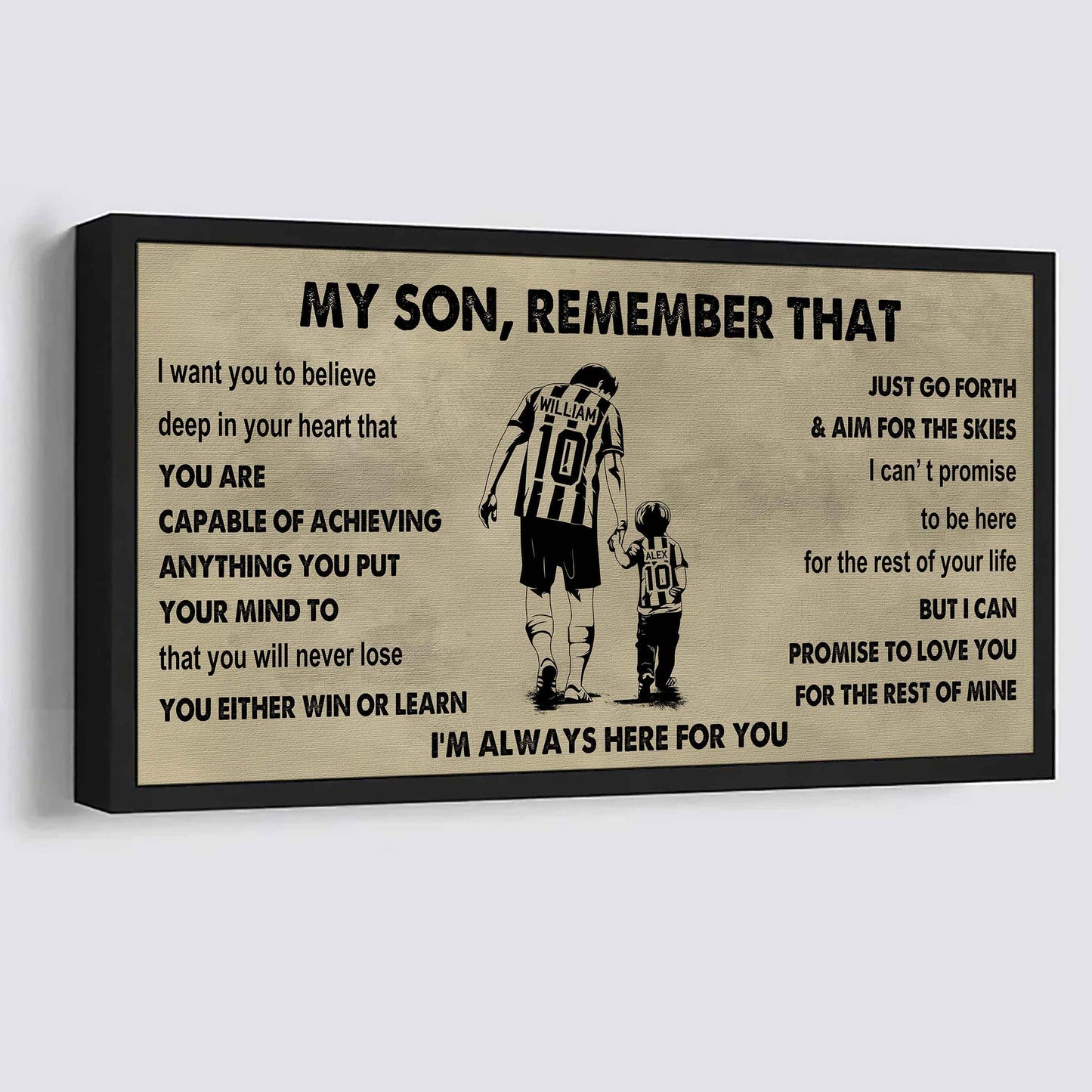 Personalized Sport Poster Canvas - My Son Remember That You Will Never Lose You Either Win Or Learn