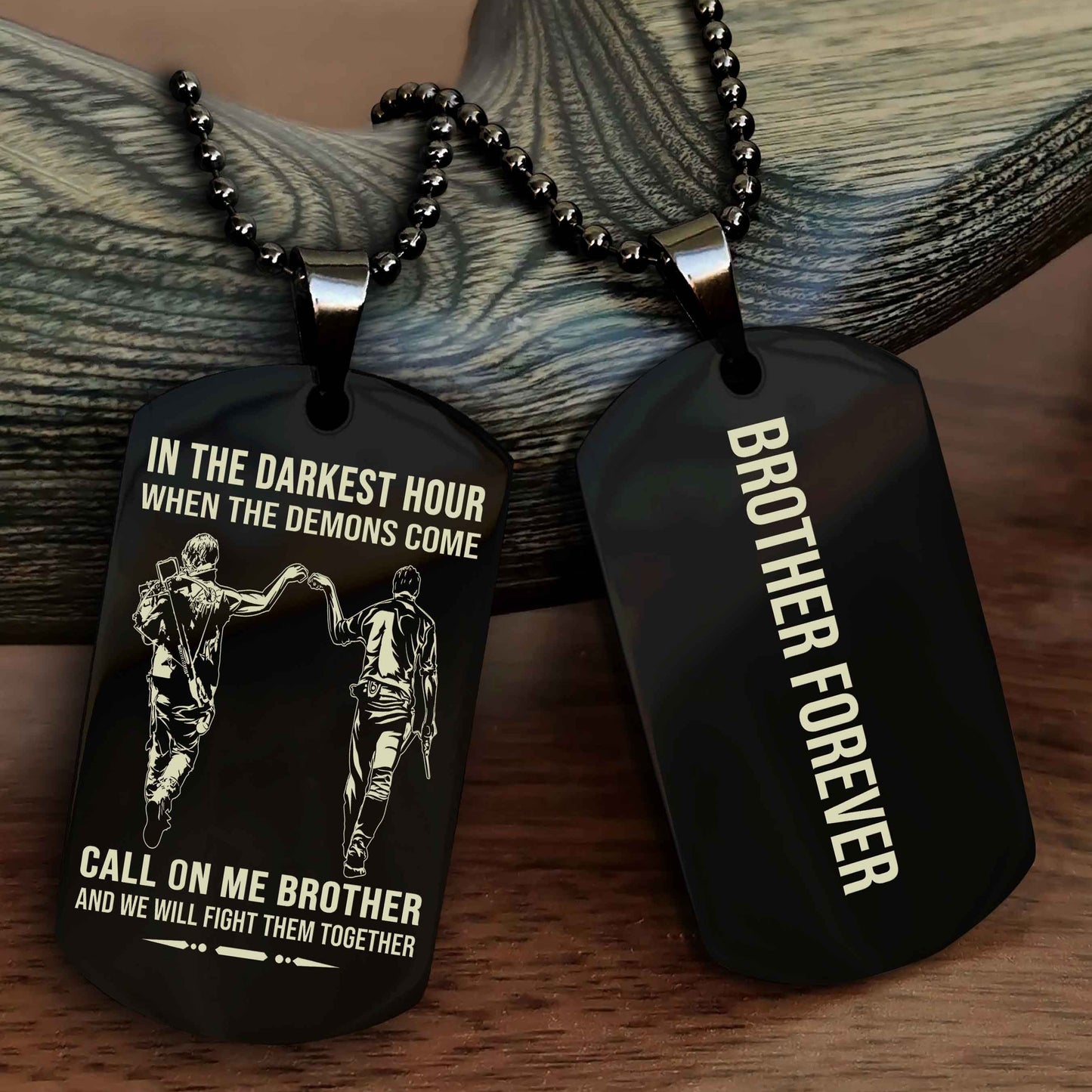 Knight Templar Customizable engraved black dog tag double sided gift from brother, brother forevers