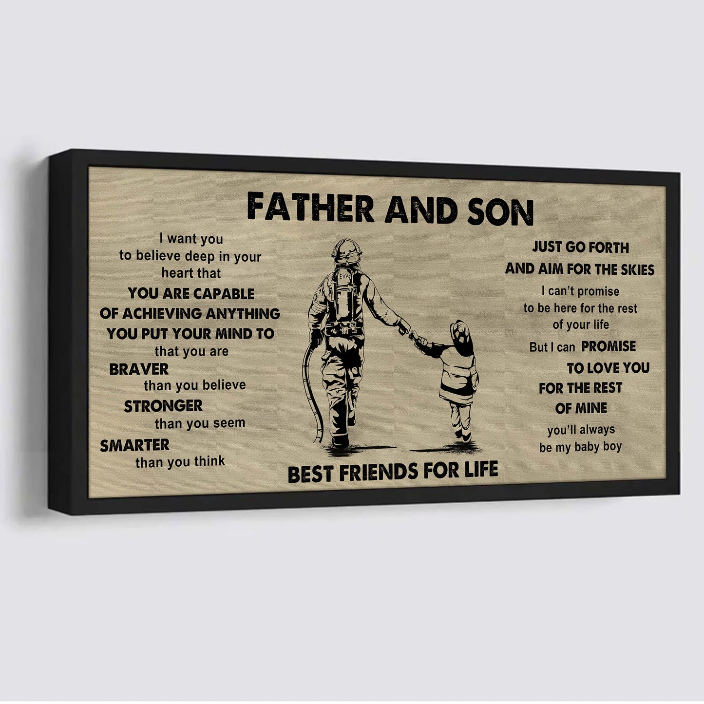 DRB VGT Father And Son Best Friends For Life - That You Are Braver Than You Believe Poster Canvas Gift For Son From Father
